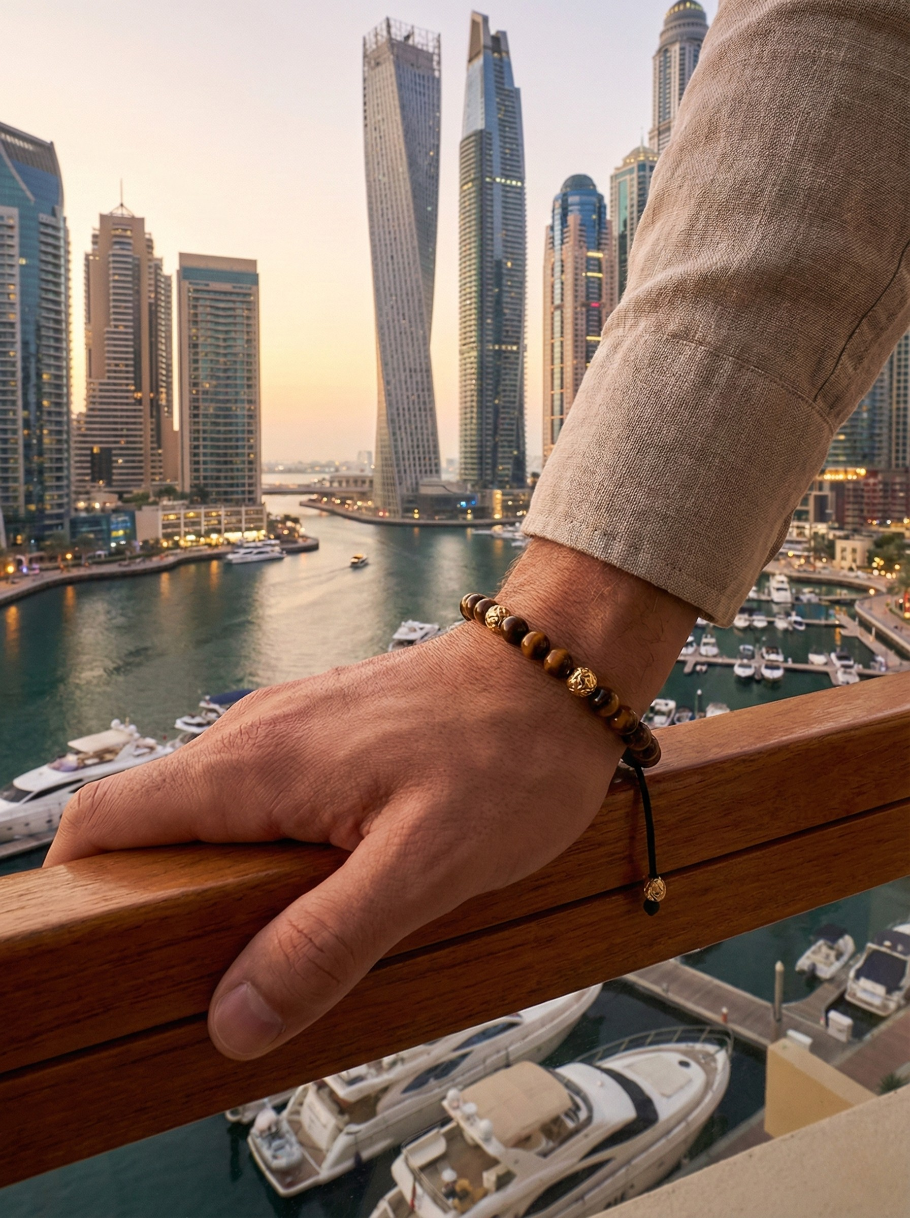 Exclusive 18K Gold Nialaya bracelet with Brown Tiger Eye