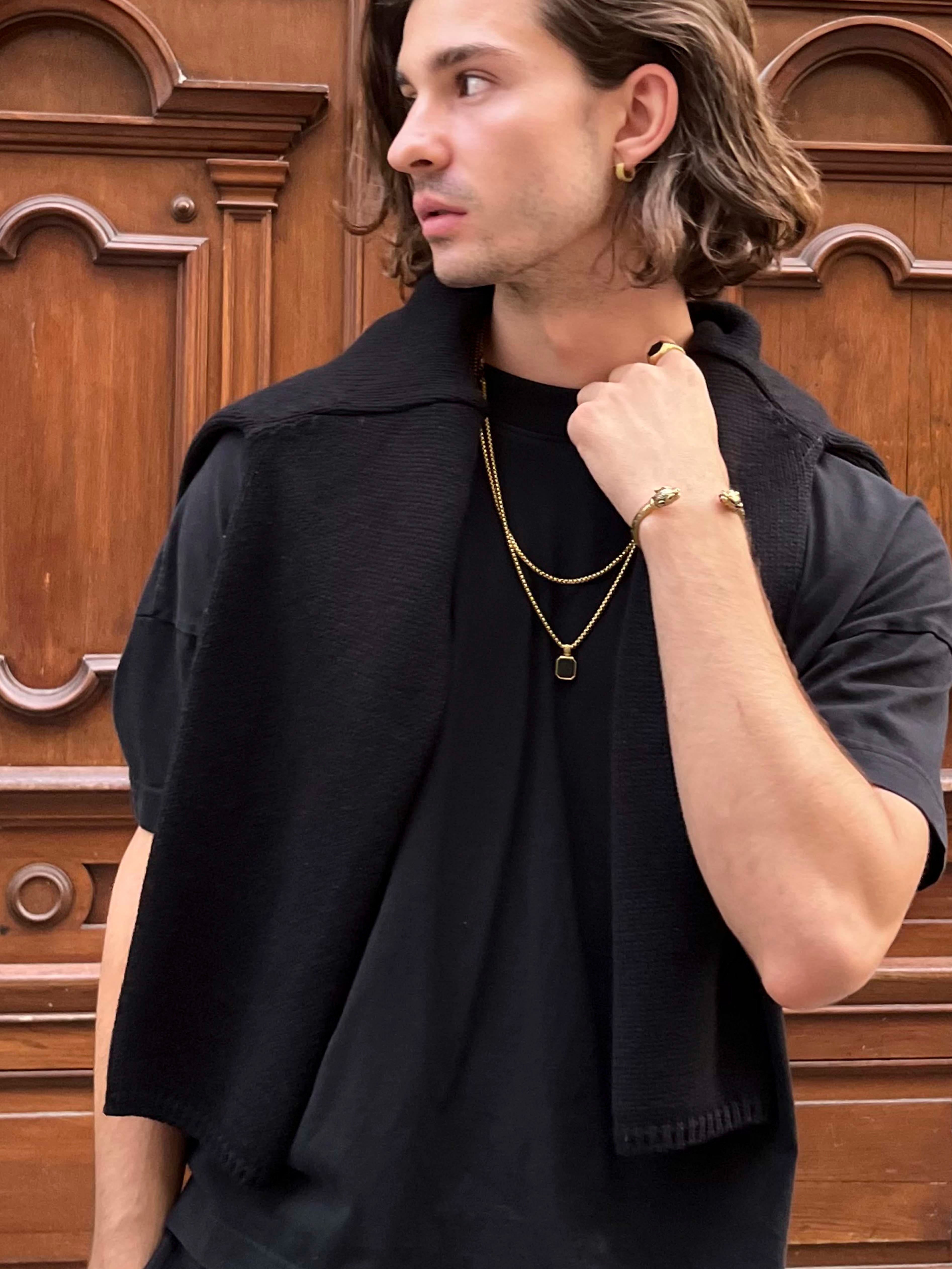 Men'S Adorned Panther Bangle In Gold