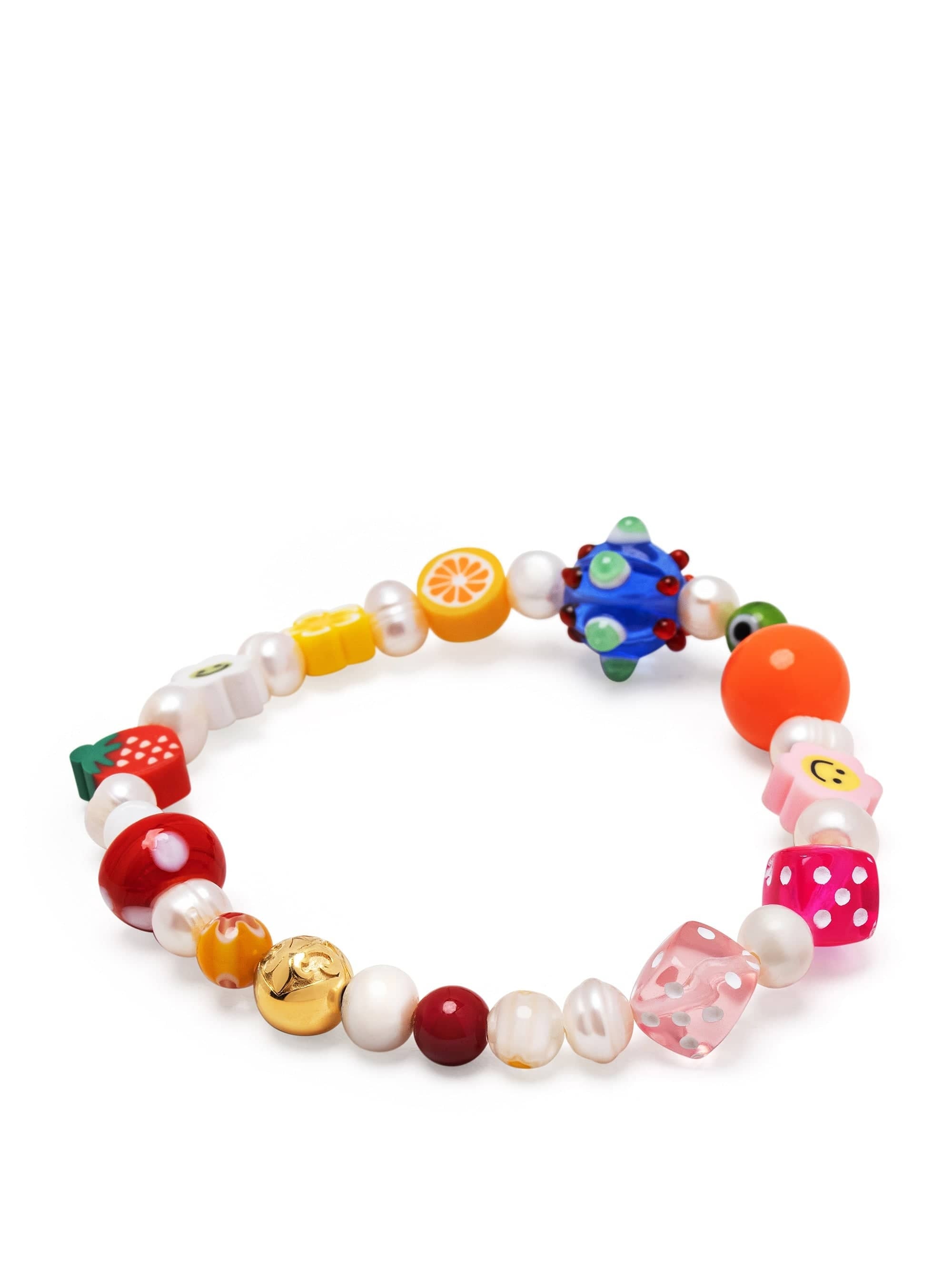 Men'S Berry Pearl Bracelet With Assorted Beads
