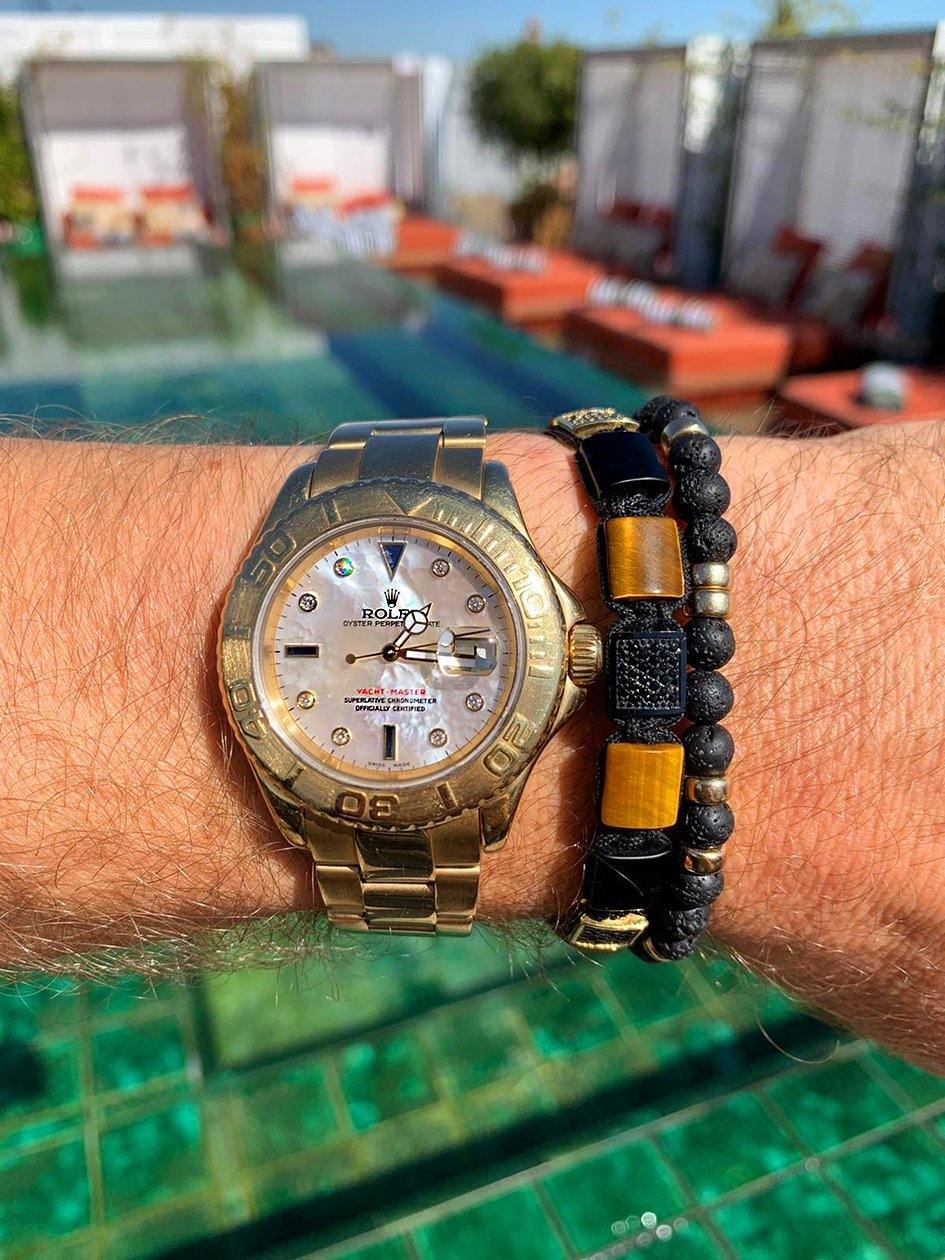 The Cz Flatbead Collection with Tiger eye and onyx