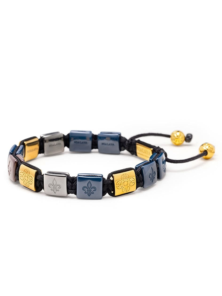 Men'S Ceramic Flatbead Bracelet In Black, Blue, And Gold