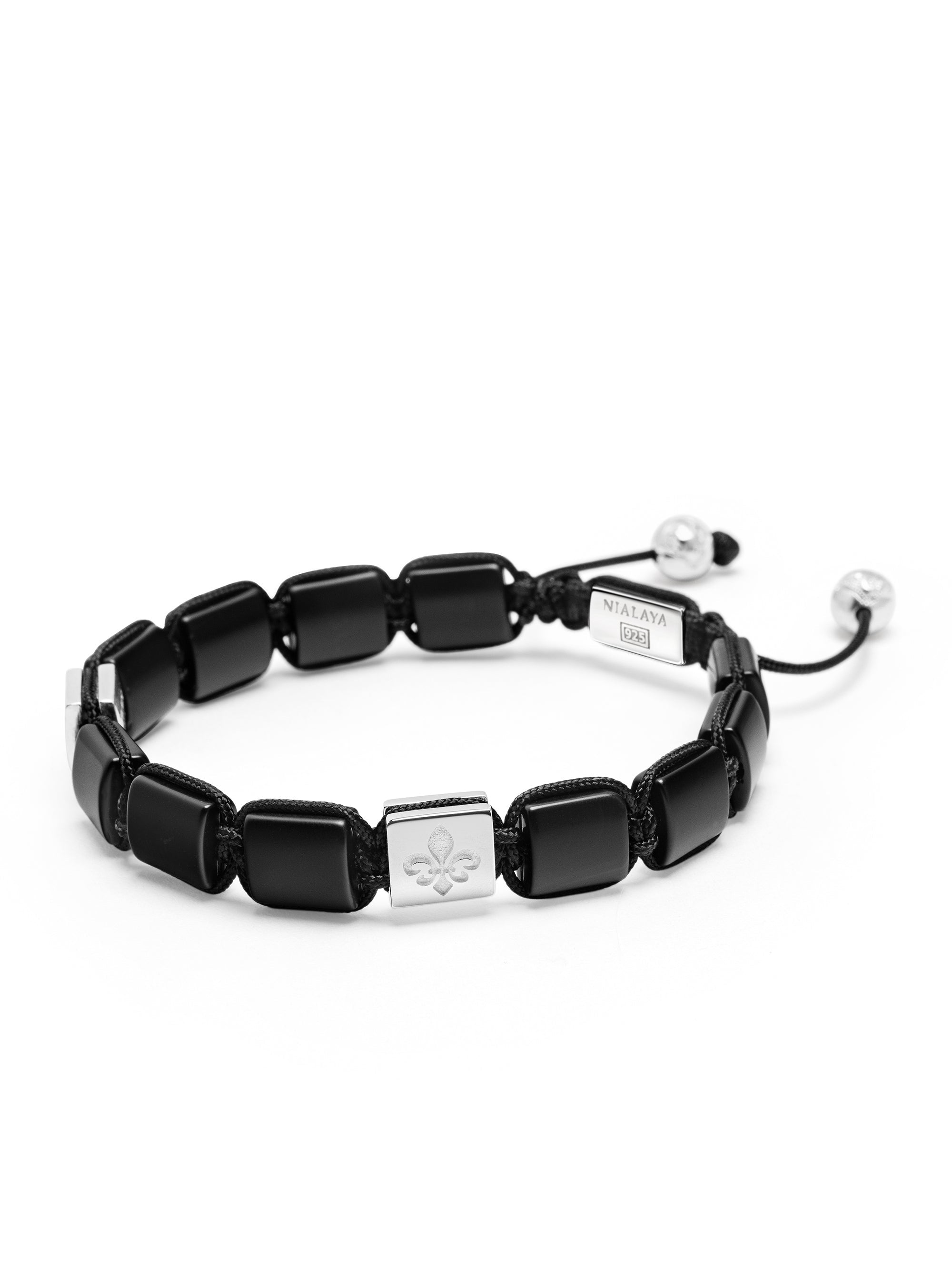 Men'S Matte Onyx Flatbead Bracelet In Black And Sterling Silver