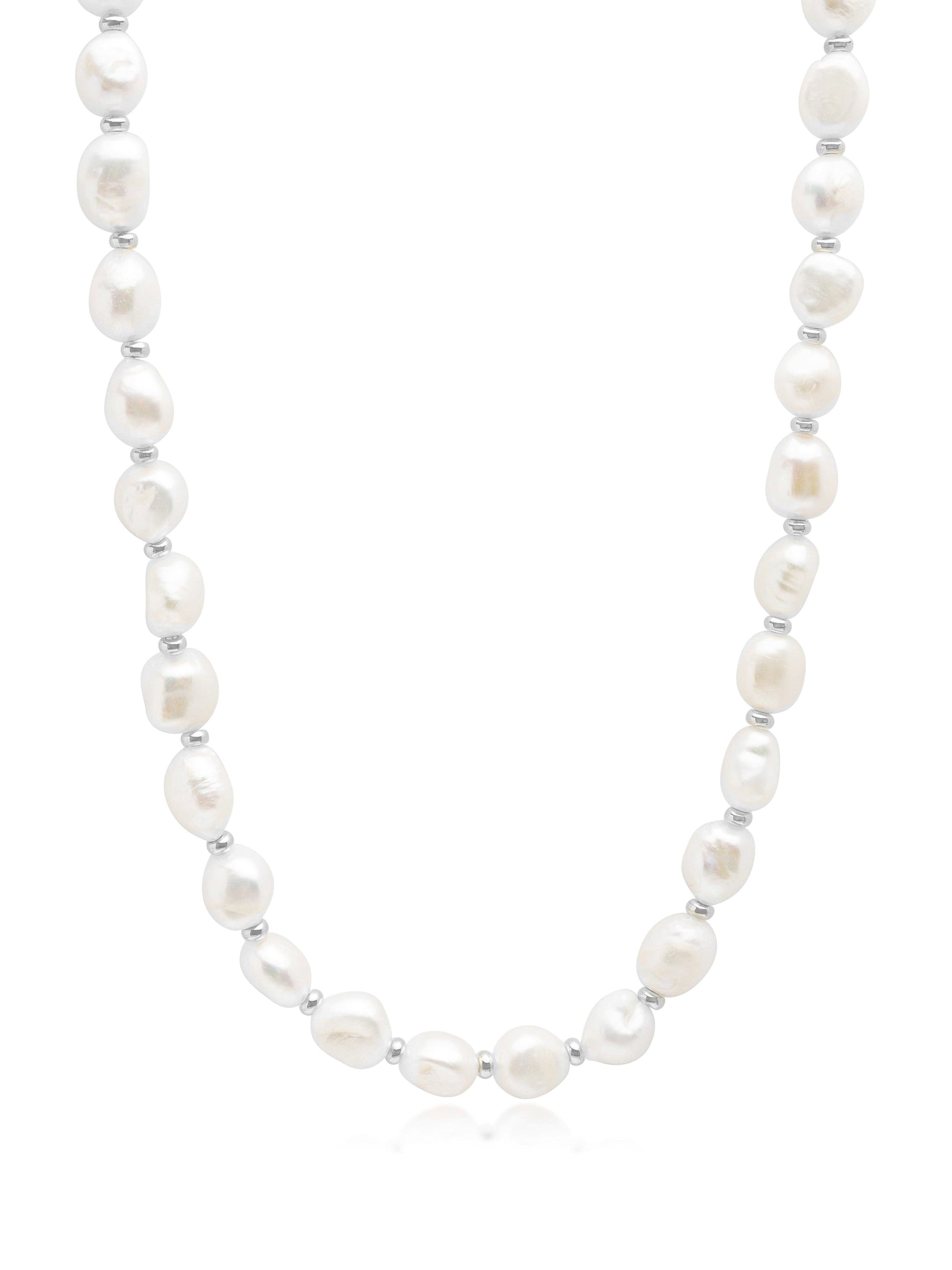 Men'S Baroque Pearl Choker With Silver