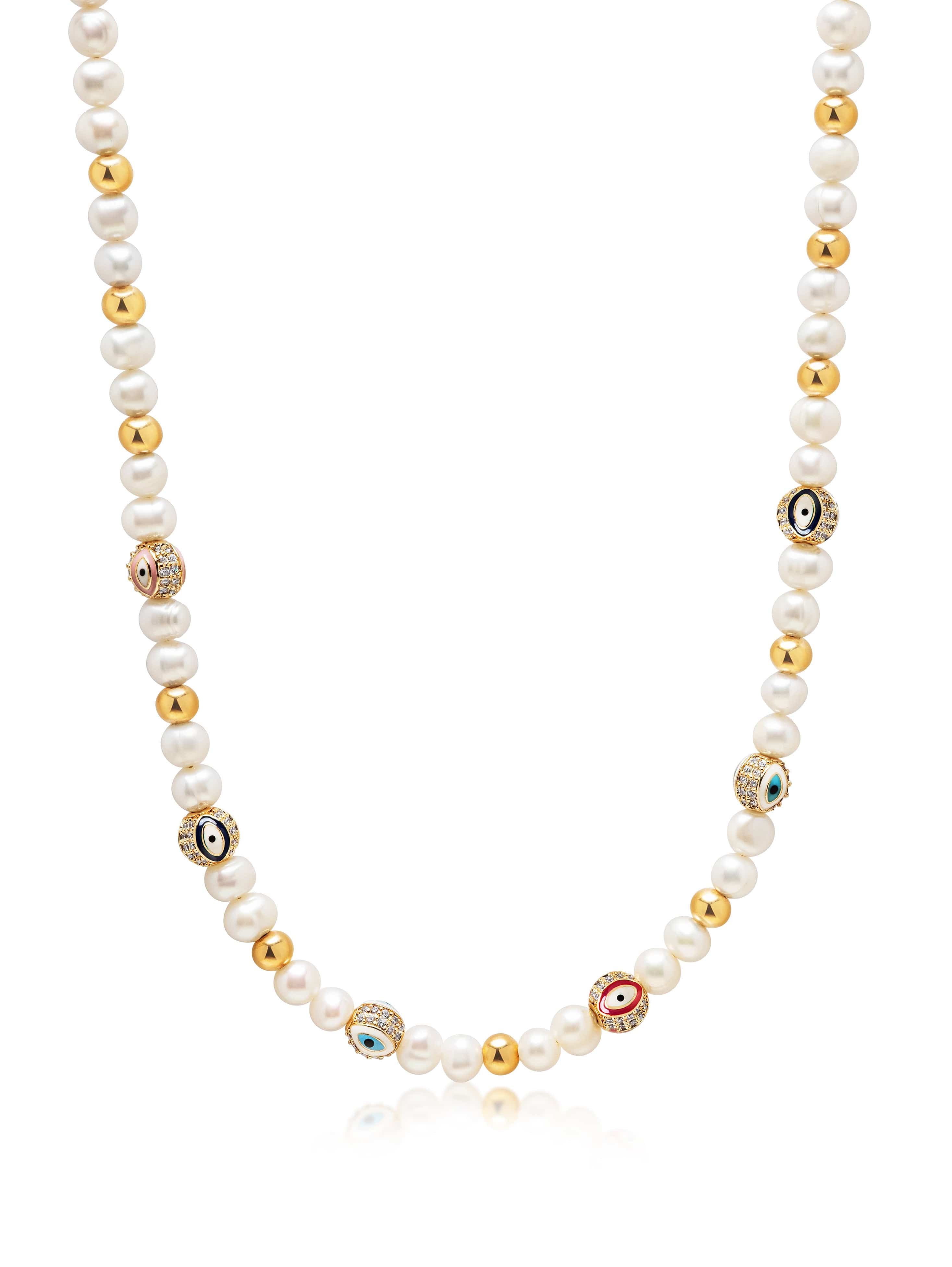Men's Evil Eye Pearl Necklace