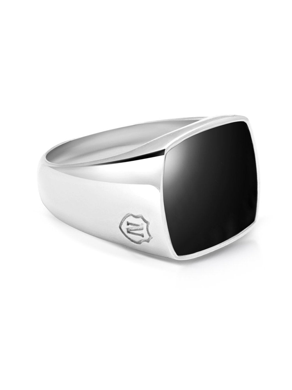Men's Silver Cocktail Ring With Onyx