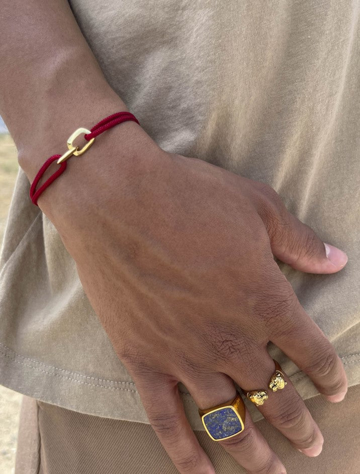 Men's Gold Signet Ring with Blue Lapis