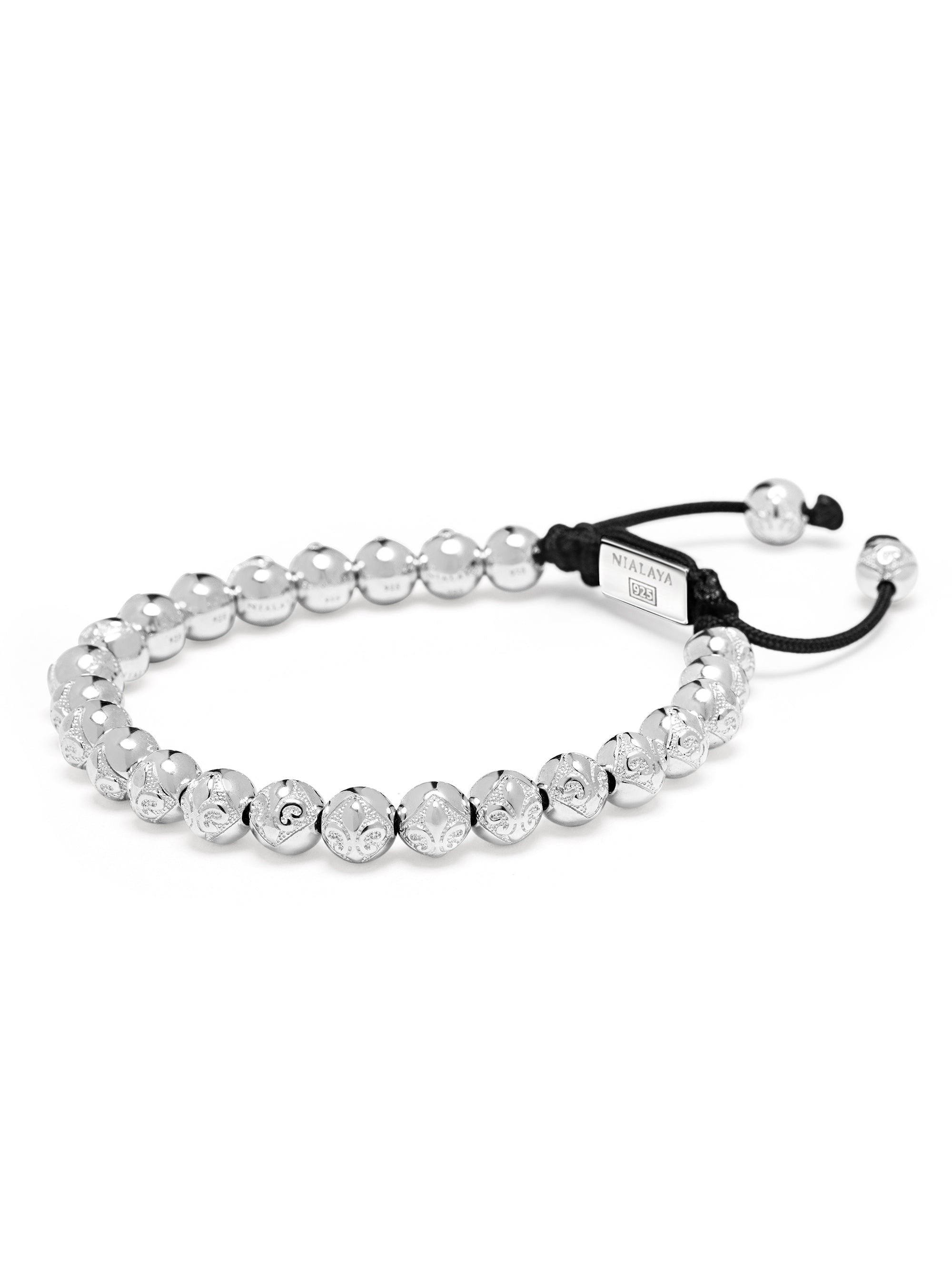 Men'S Beaded Bracelet With Sterling Silver Beads