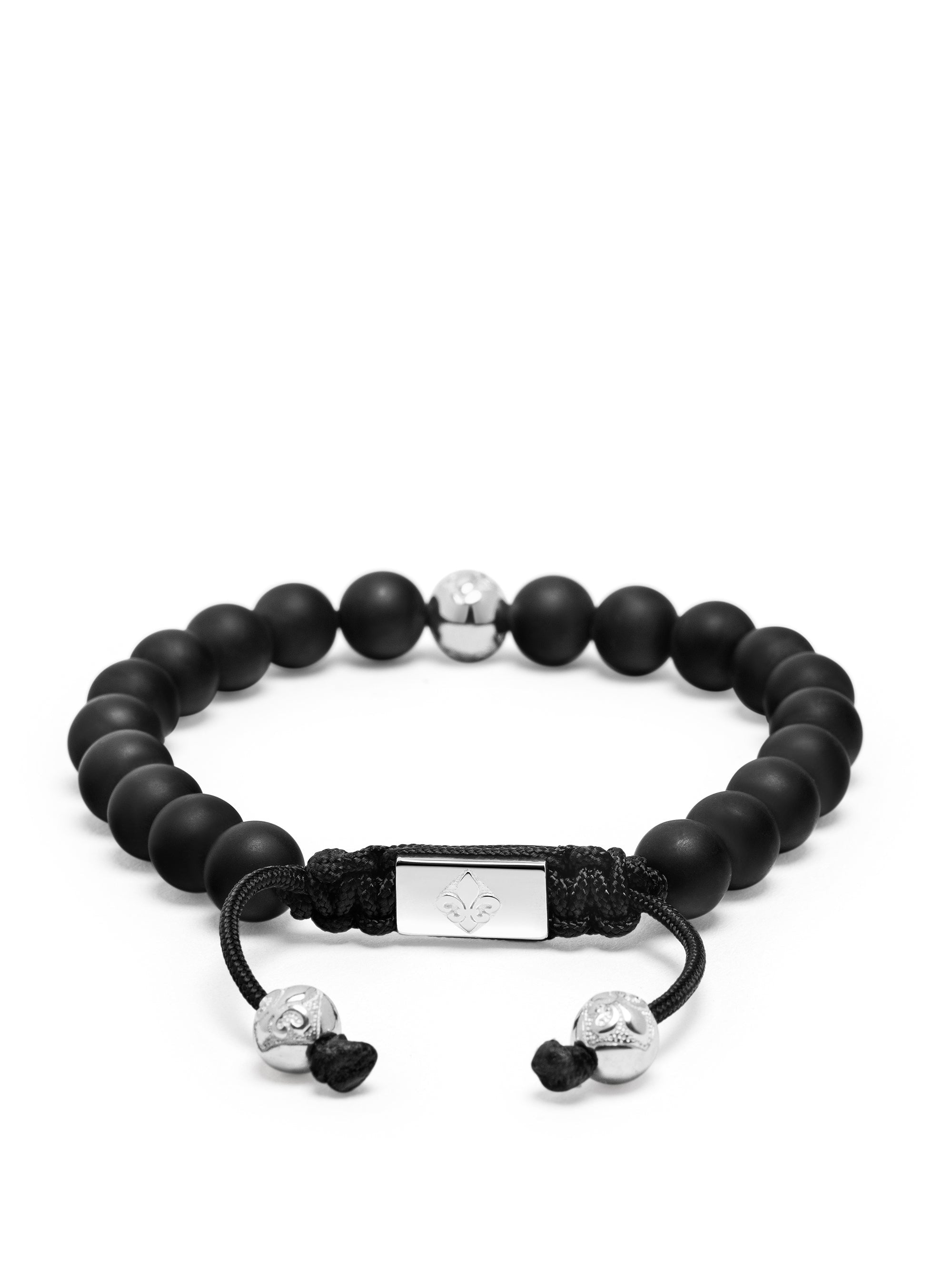 Men'S Beaded Bracelet With Onyx And Sterling Silver Beads