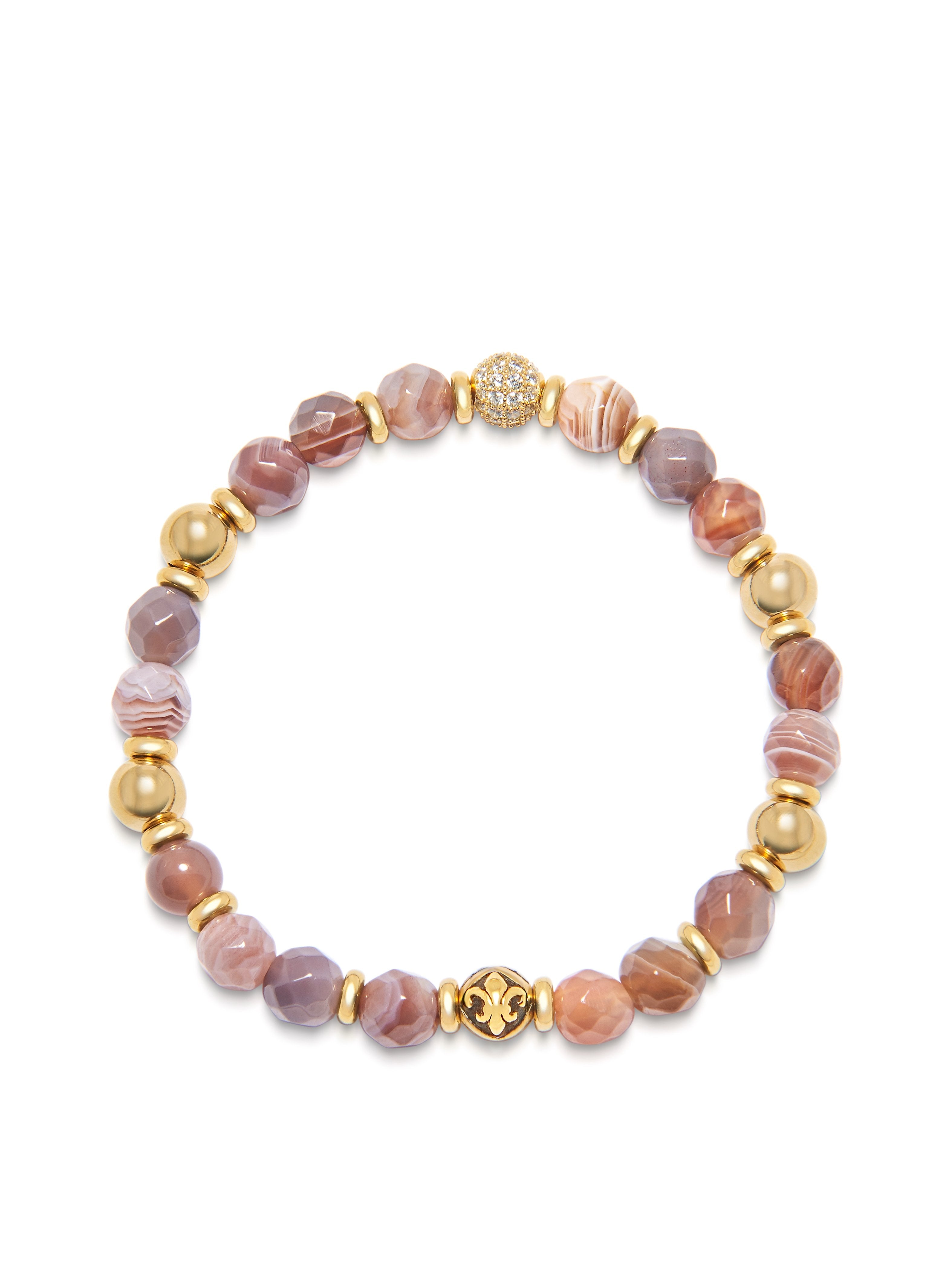 Women'S Wristband With Botswana Agate And Gold (Multi)