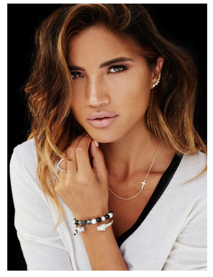 Cz Diamond, Agate, Silver Hollow & Hematite