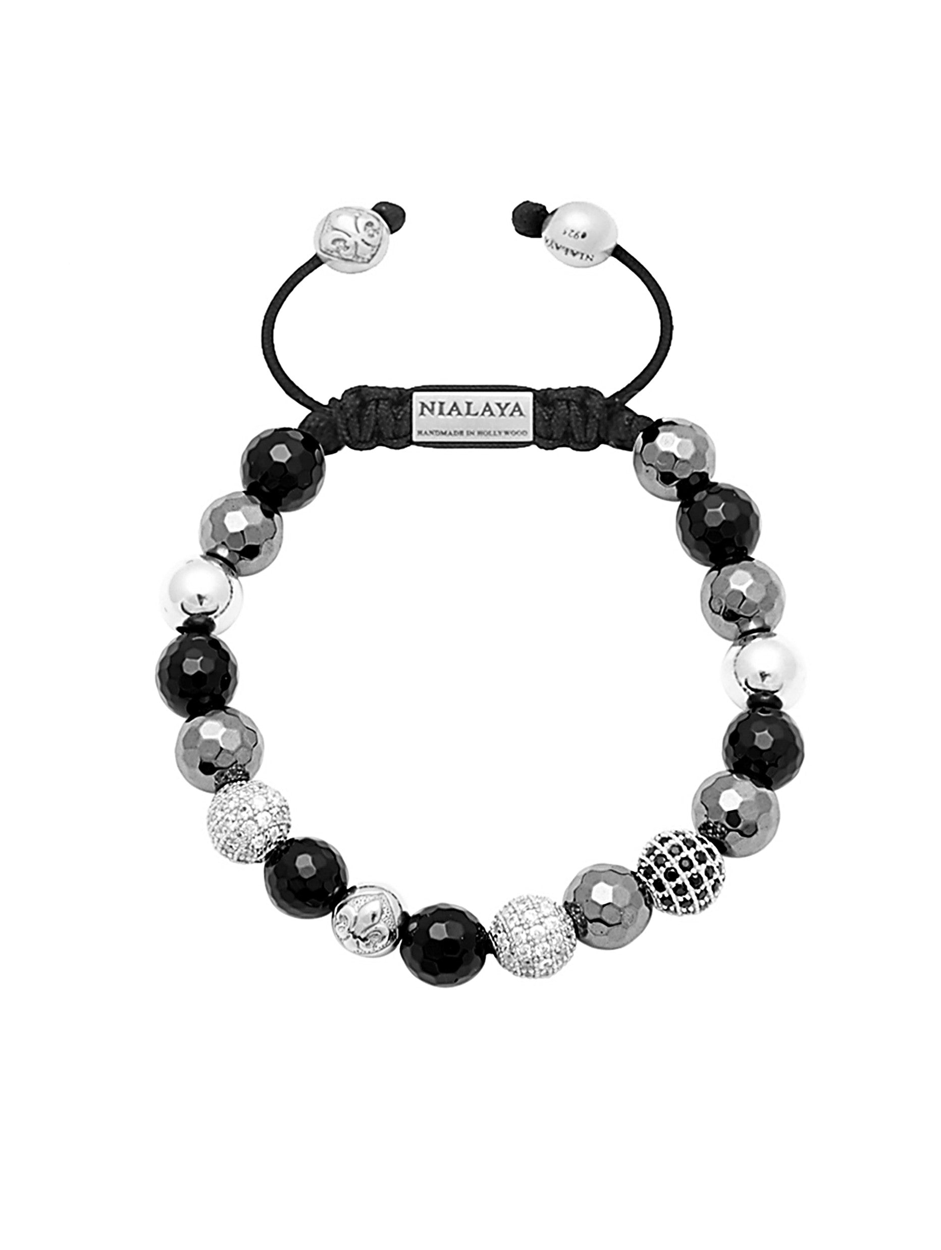 Cz Diamond, Agate, Silver Hollow & Hematite