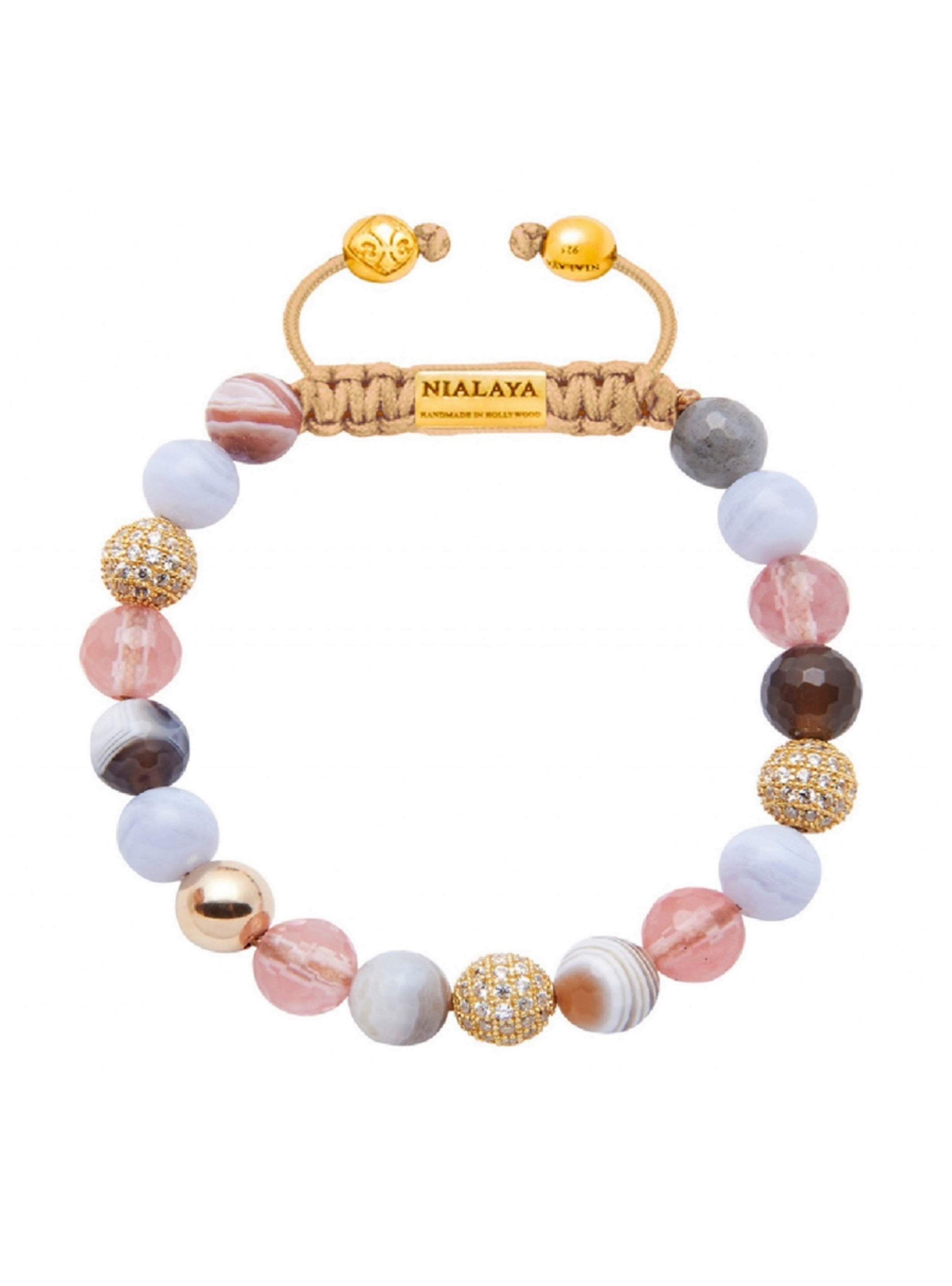 Women'S Beaded Bracelet With Cherry Quartz, Blue Lace Agate, And Labradorite (Multi)