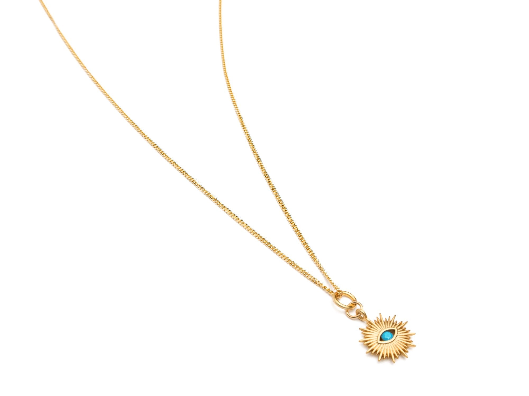 Women'S Gold Necklace With Mini Evil Eye Pendant