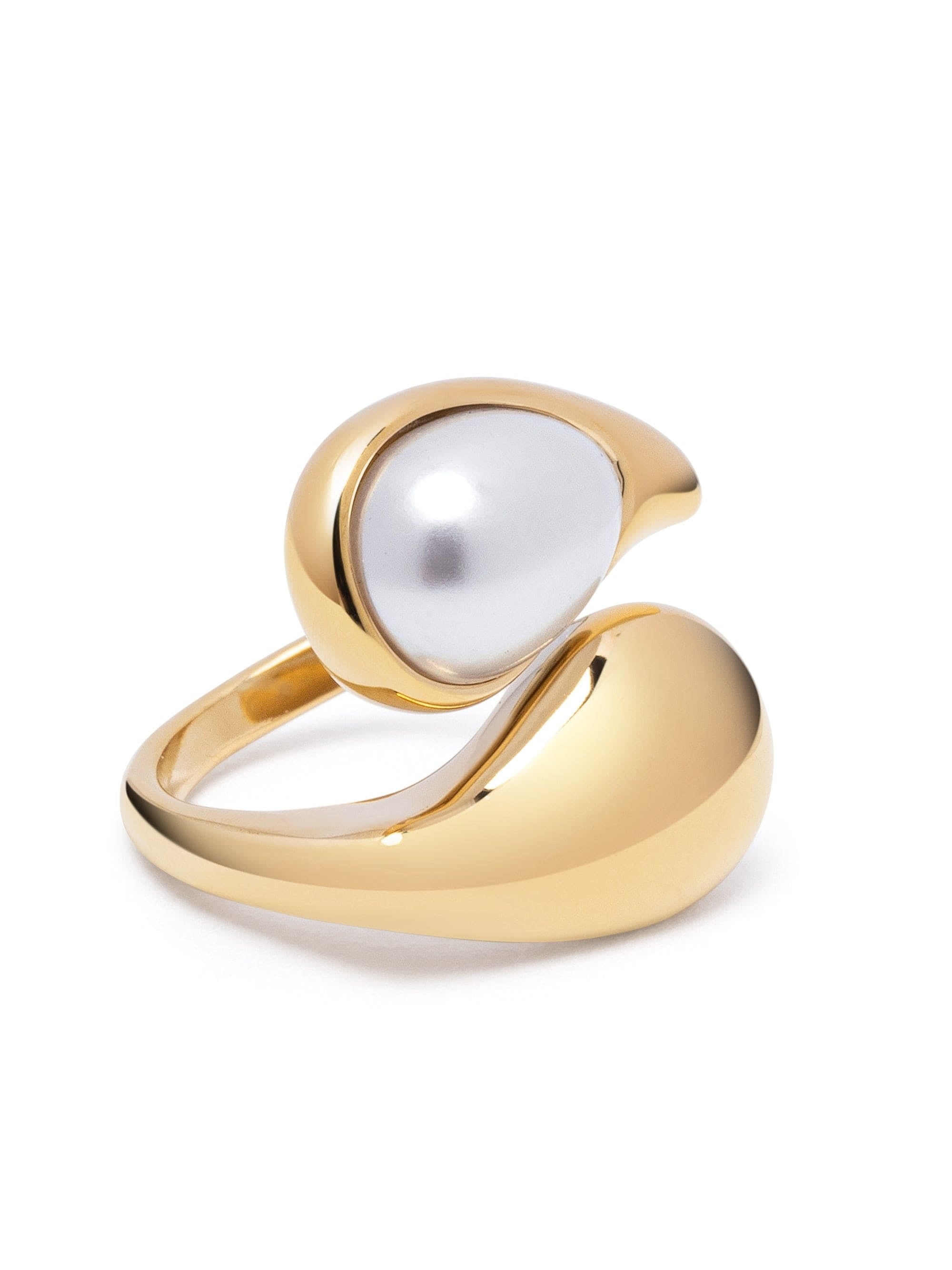 Cuff Ring with Pearl in Gold One Size
