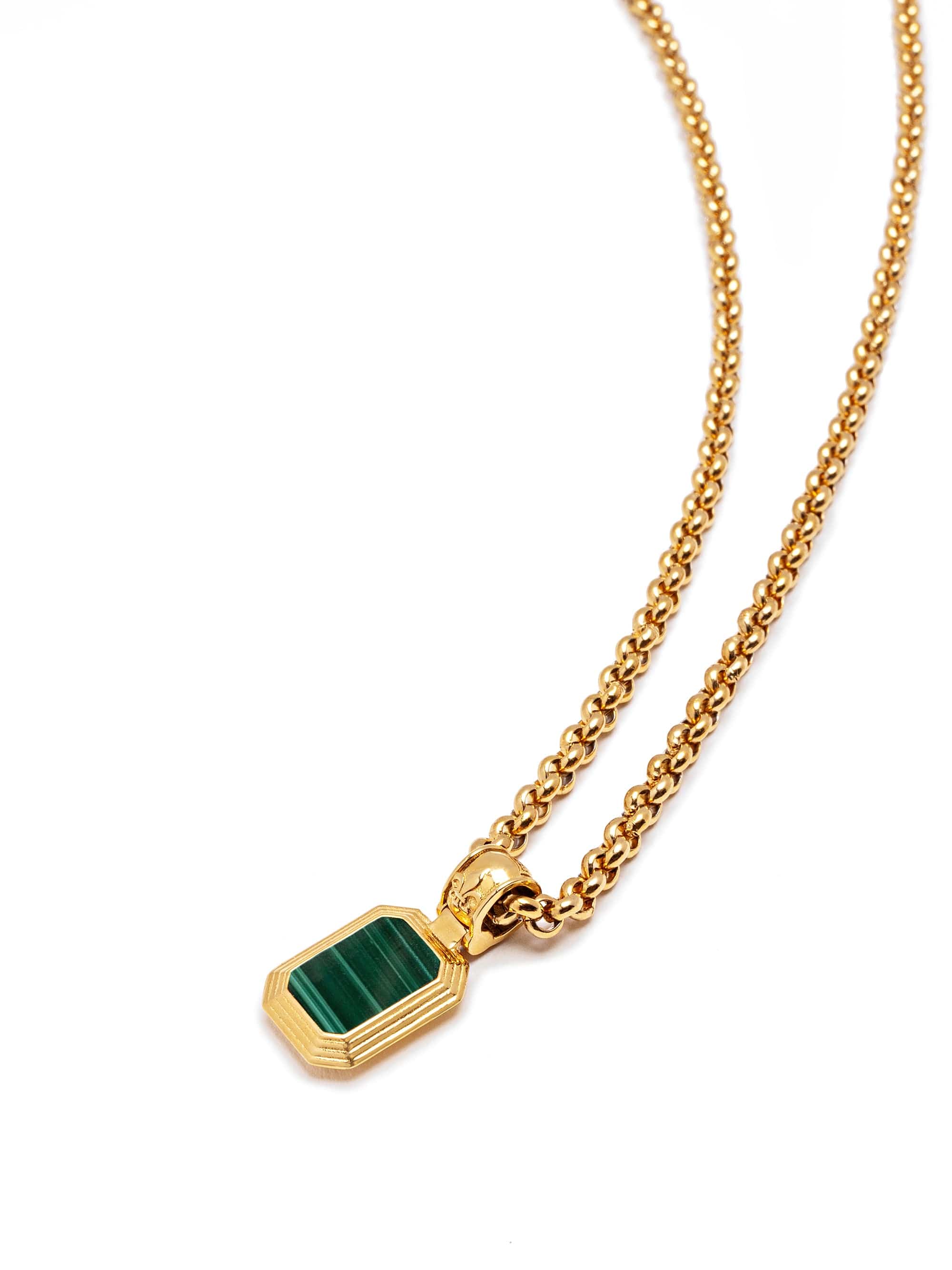 Men'S Sterling Silver Necklace With Two In One Malachite & Black Onyx Pendant