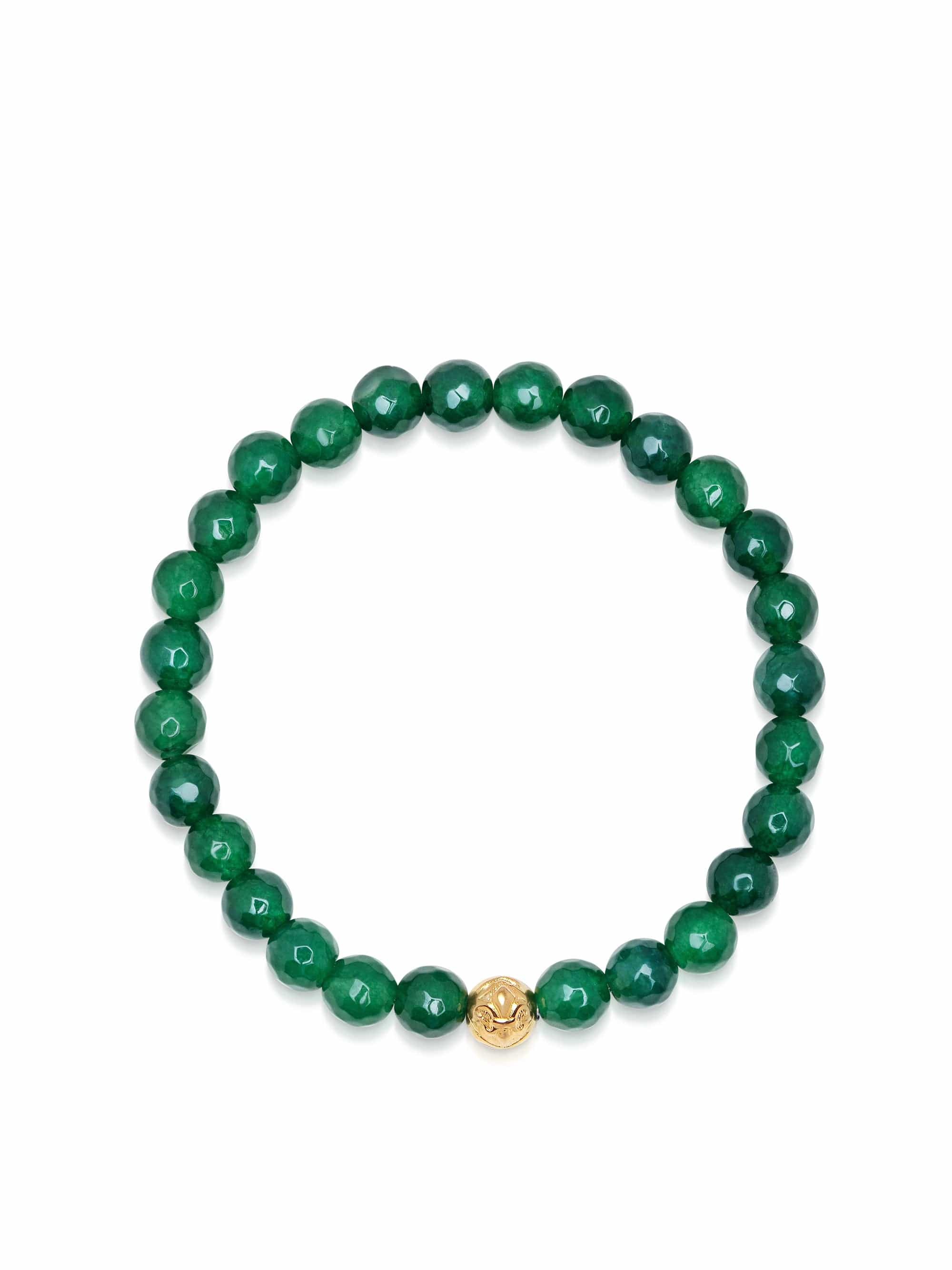 Women'S Wristband With Green Chalcedony And Gold