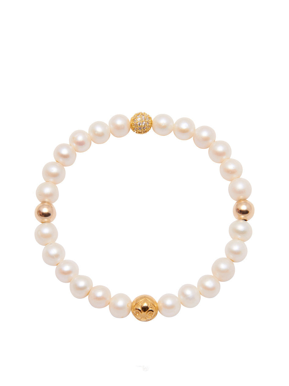 Wristband With Pearl And Gold