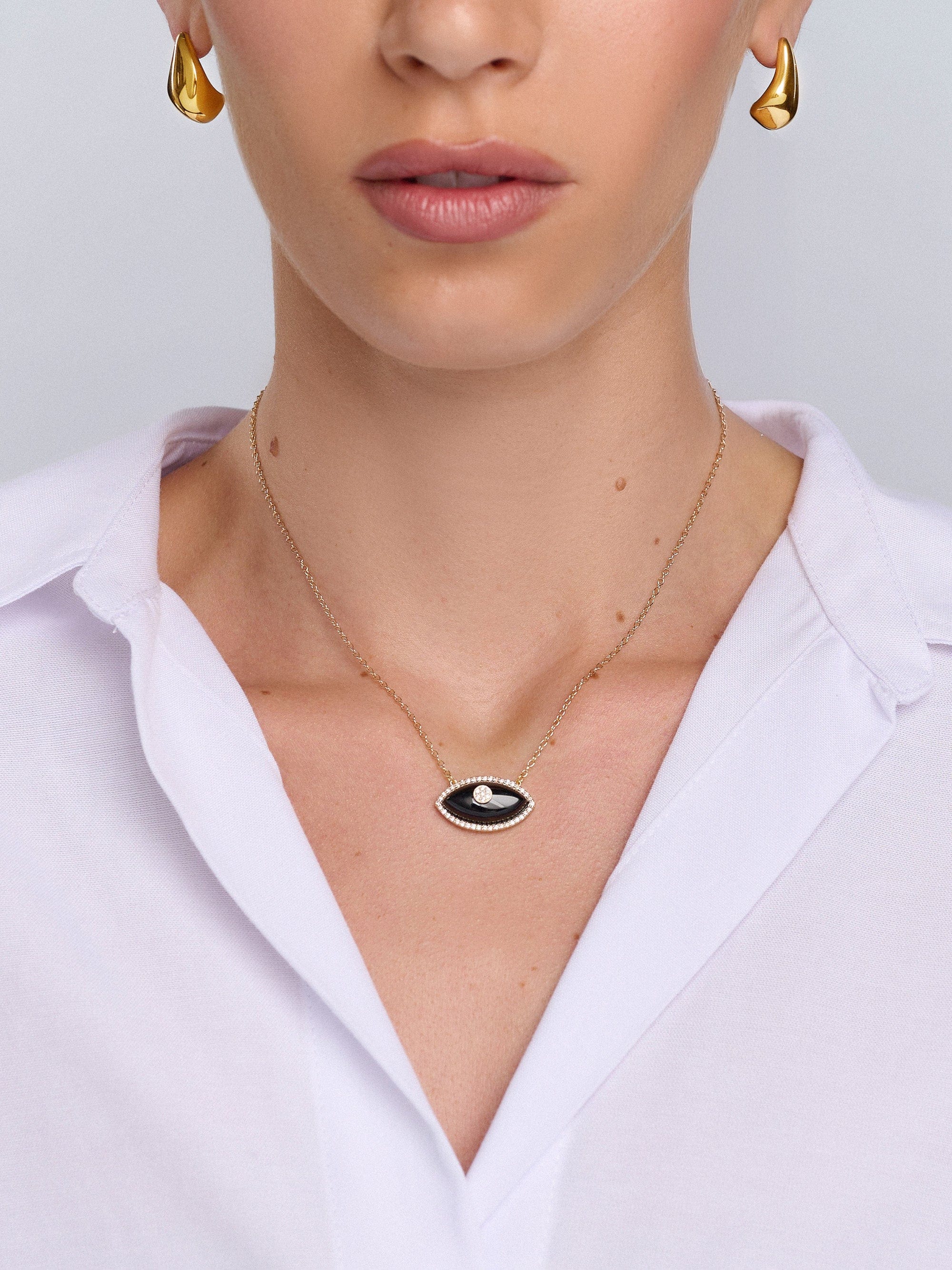 Women'S Black Enamel Evil Eye Necklace