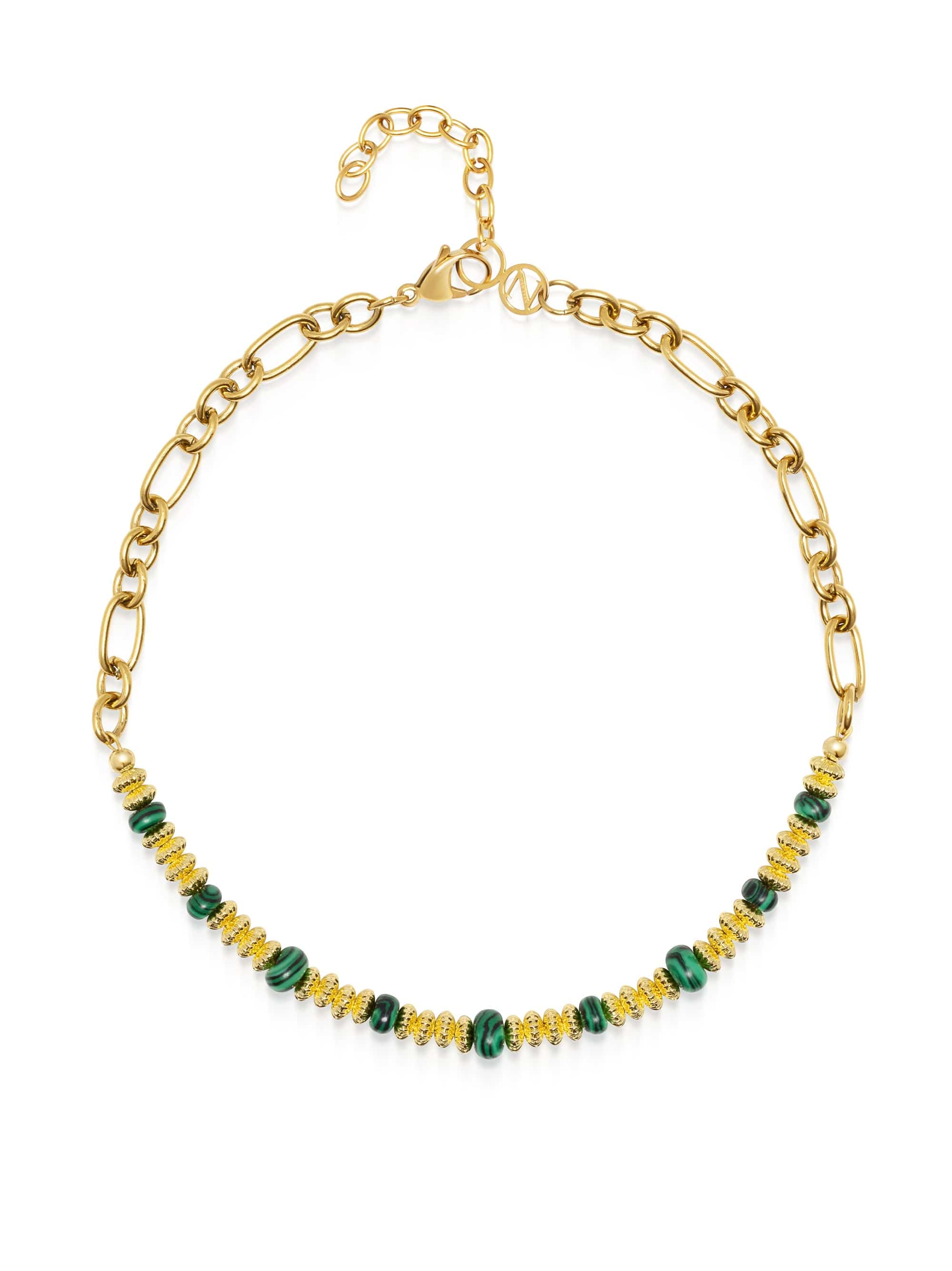 Chain Choker With Green Malachite