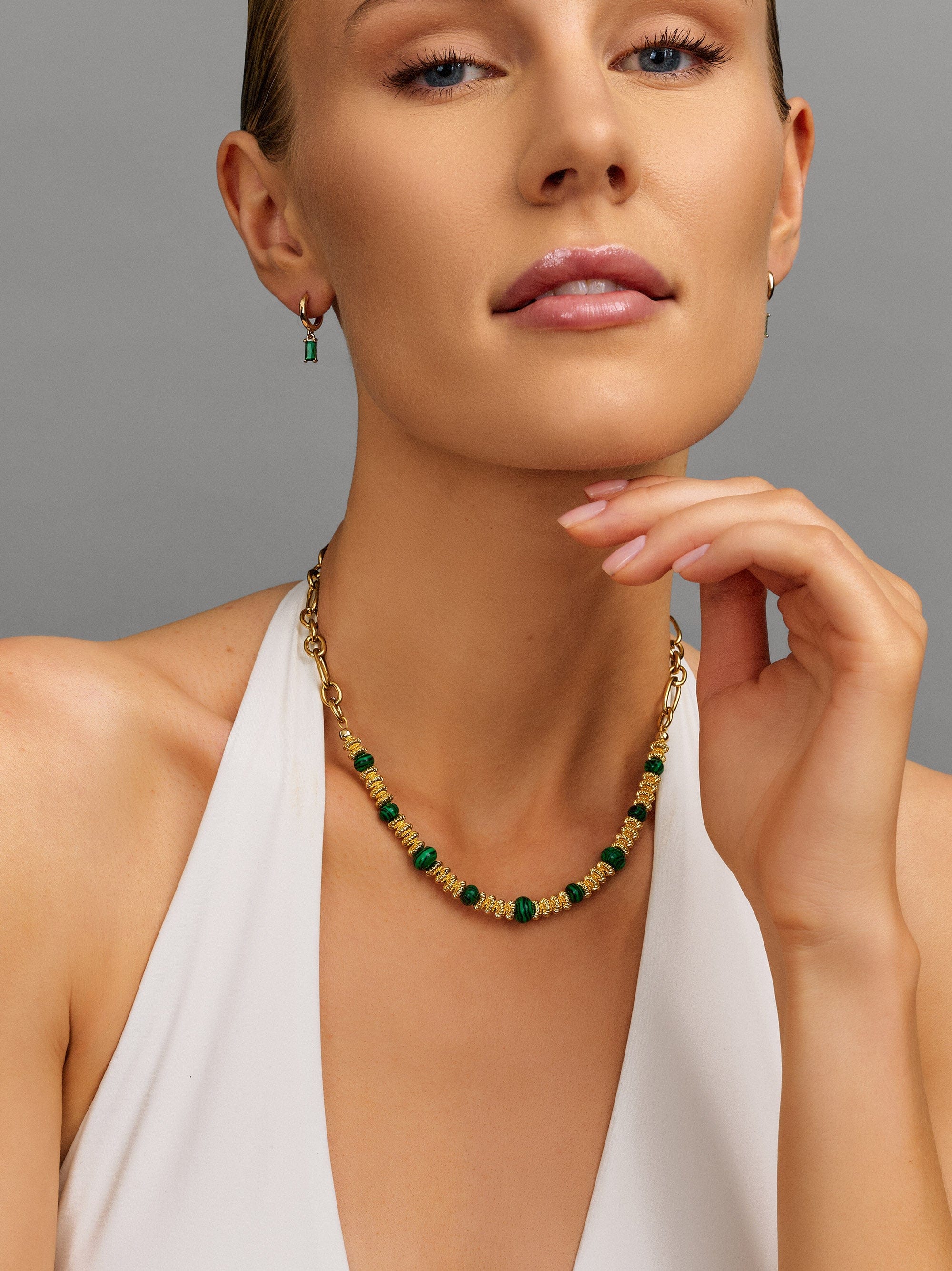 Chain Choker With Green Malachite