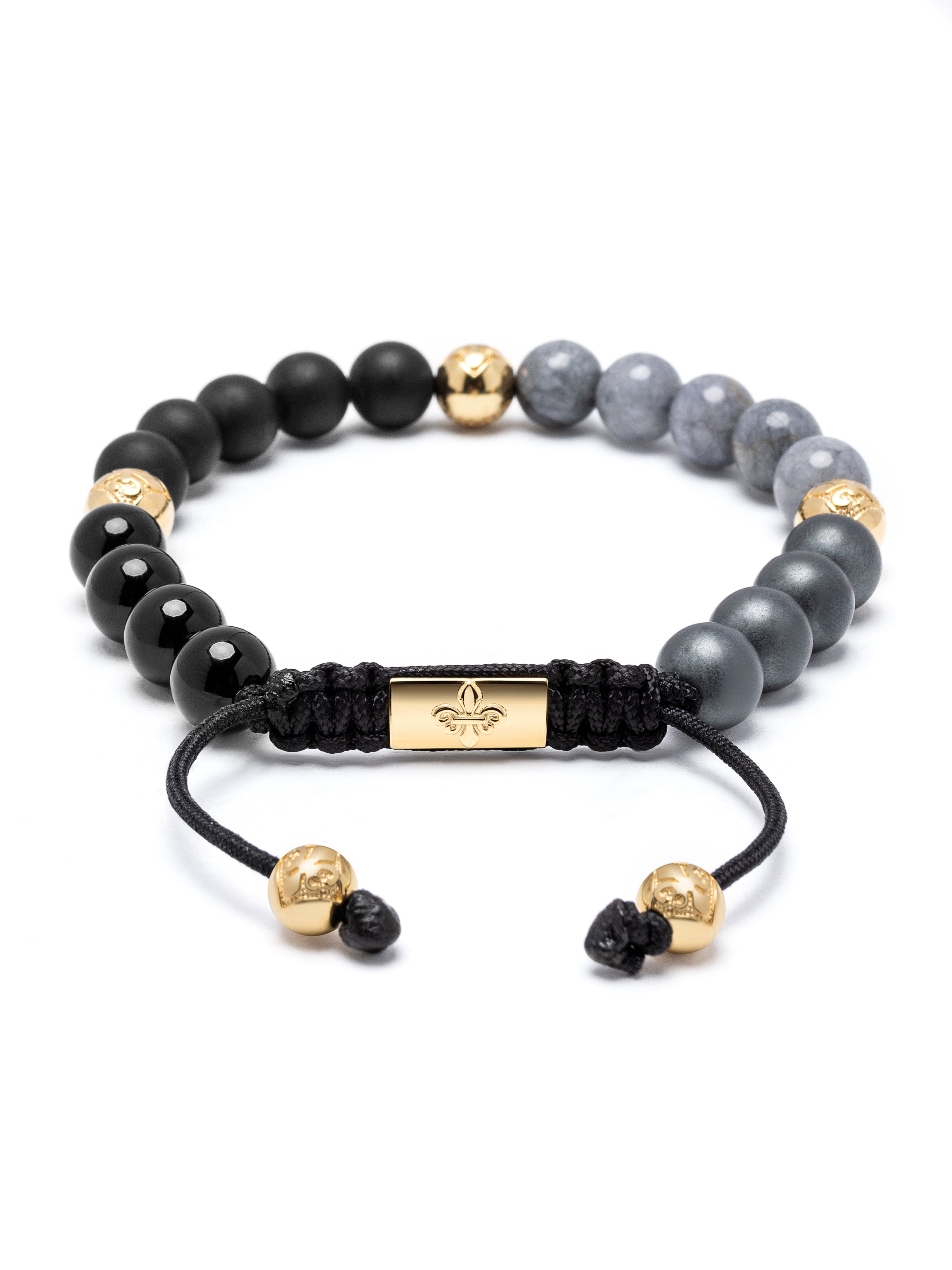 Exclusive 18K Gold Nialaya bracelet with Agate, Onyx, Jade and Hematite