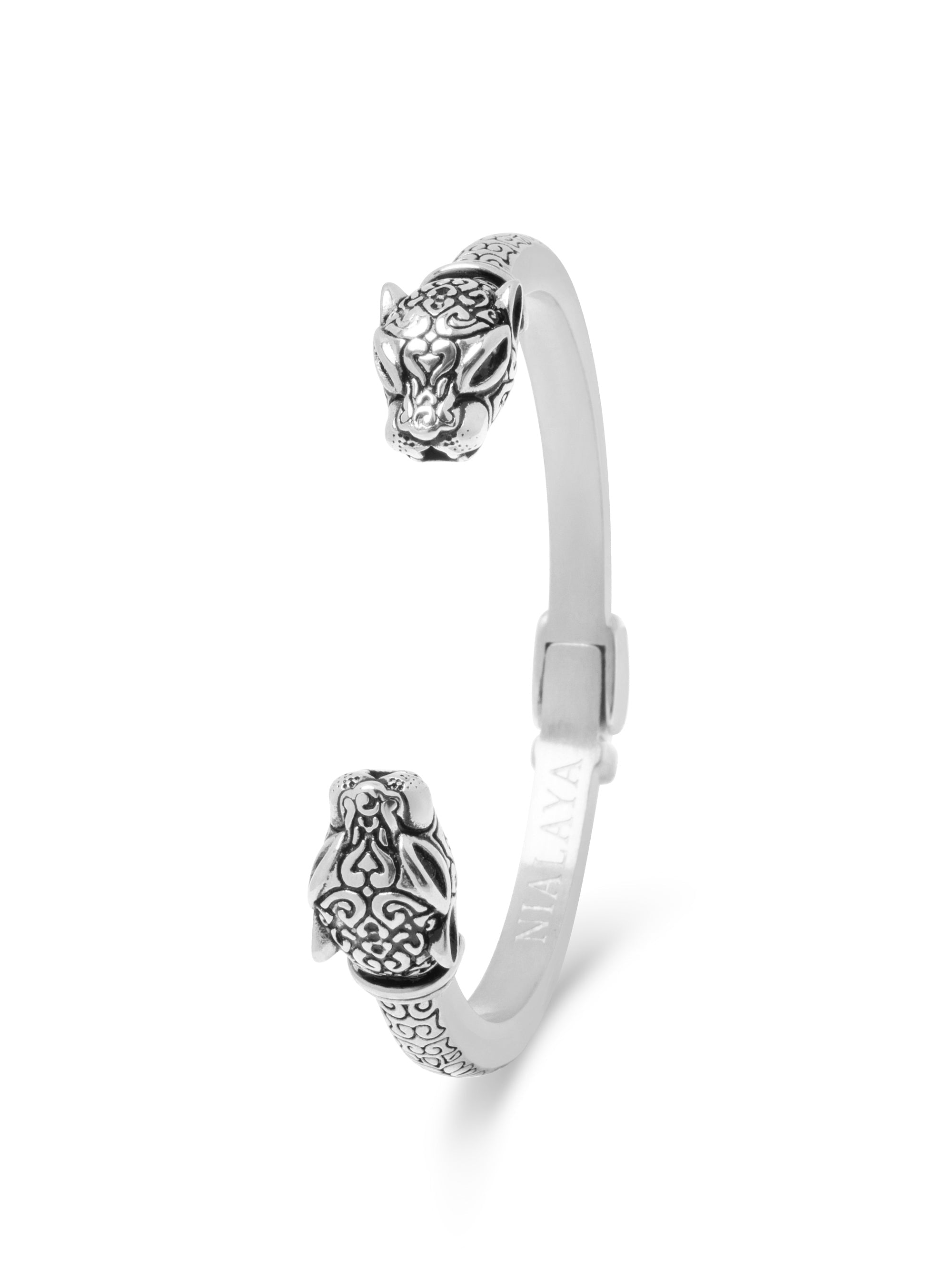 Men'S Adorned Panther Bangle In Silver