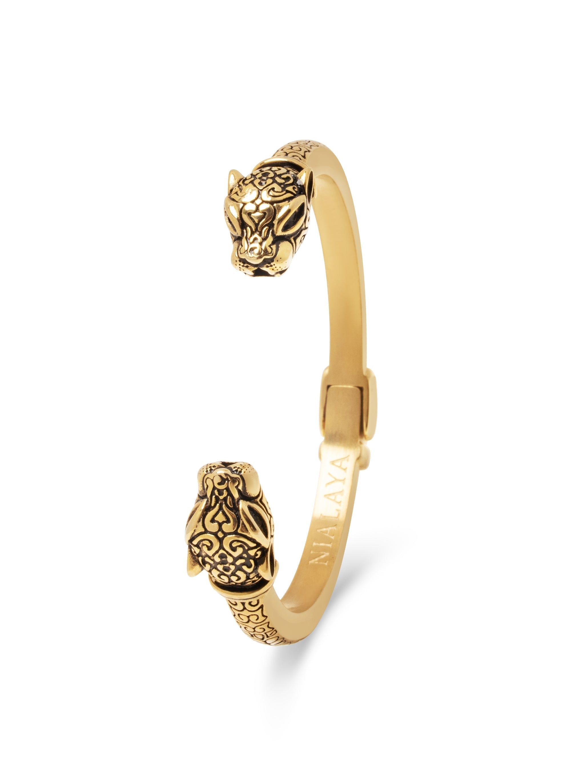 Men'S Adorned Panther Bangle In Gold