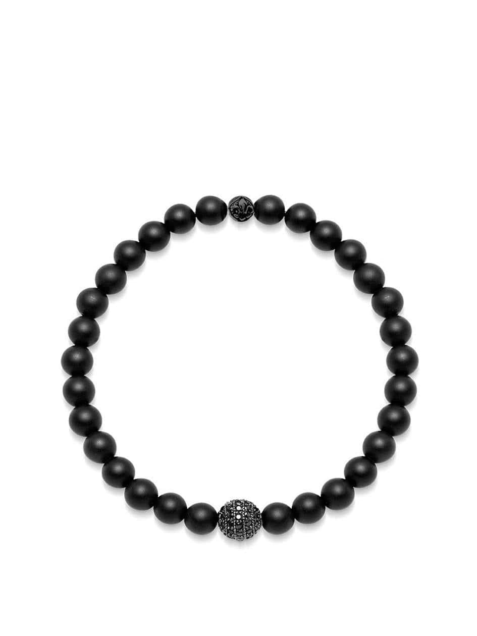 Men'S Wristband With Matte Onyx And Black Cz Diamond