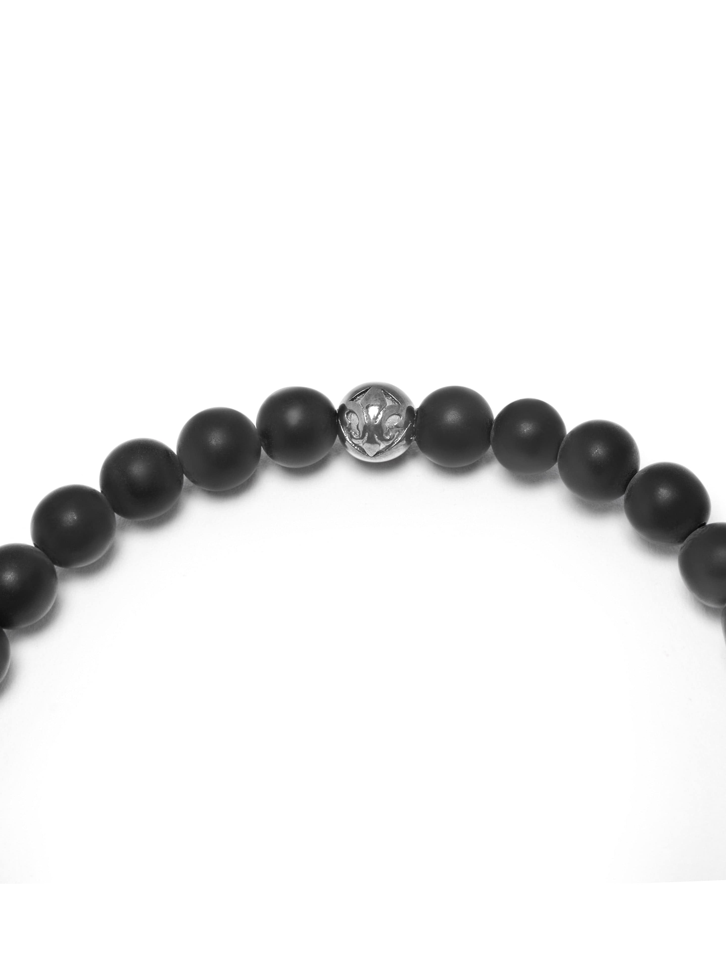 Men'S Wristband With Matte Onyx And Black Cz Diamond