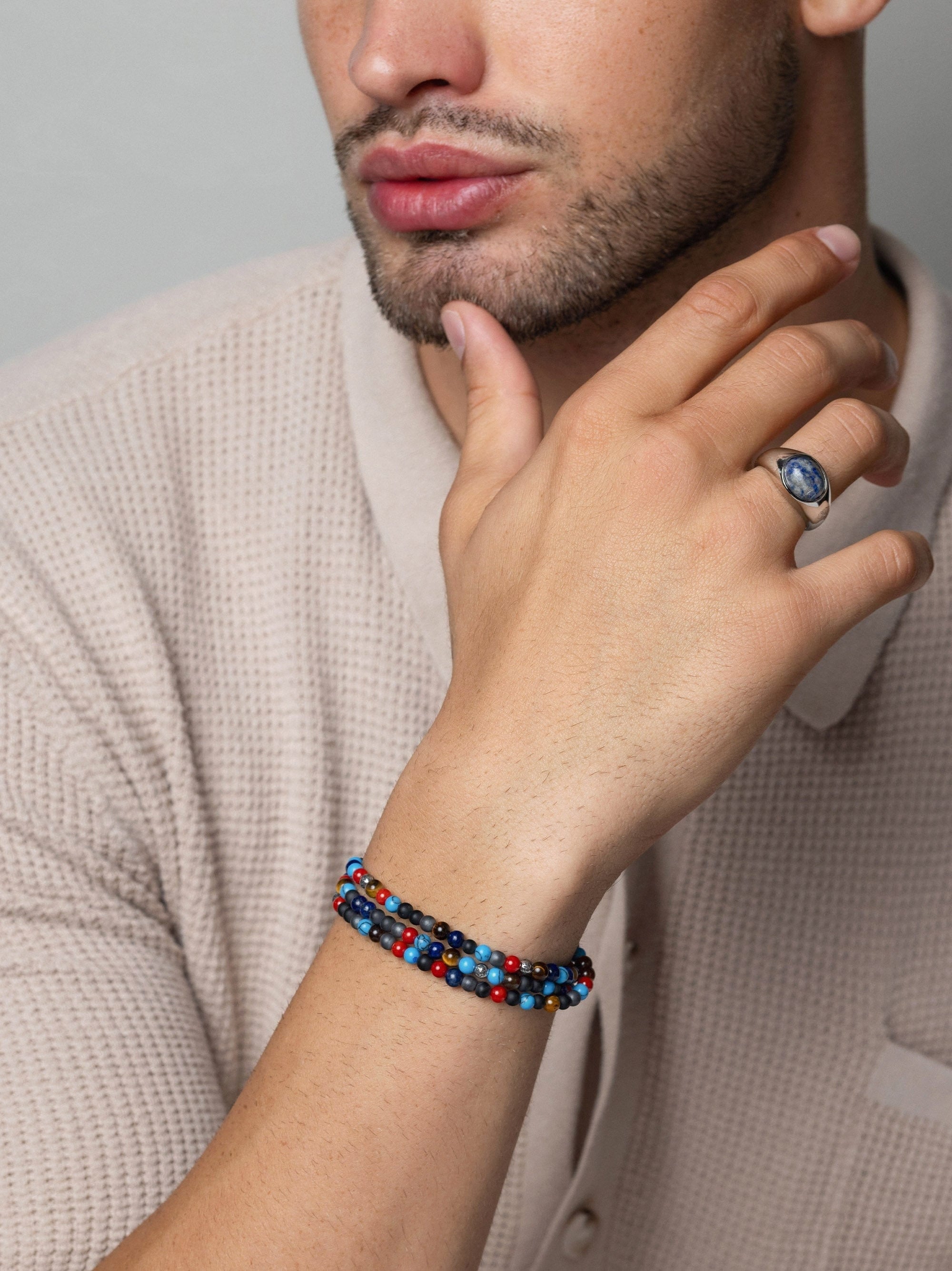 The Mykonos Collection (Turquoise, Red Glass Beads, Blue Lapis, Hematite, and Onyx)