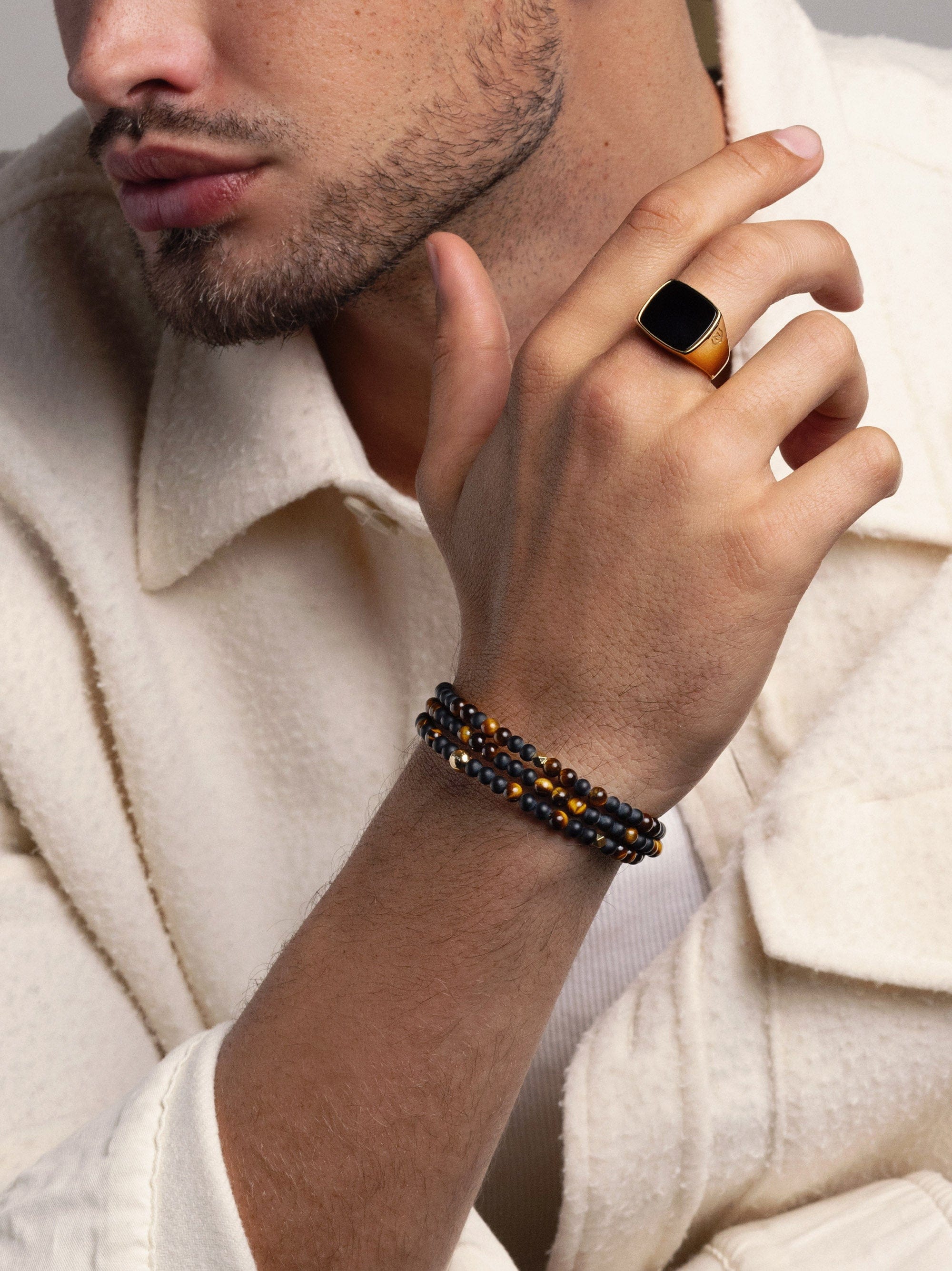 The Mykonos Collection (Brown Tiger Eye, Matte Onyx, and Gold)
