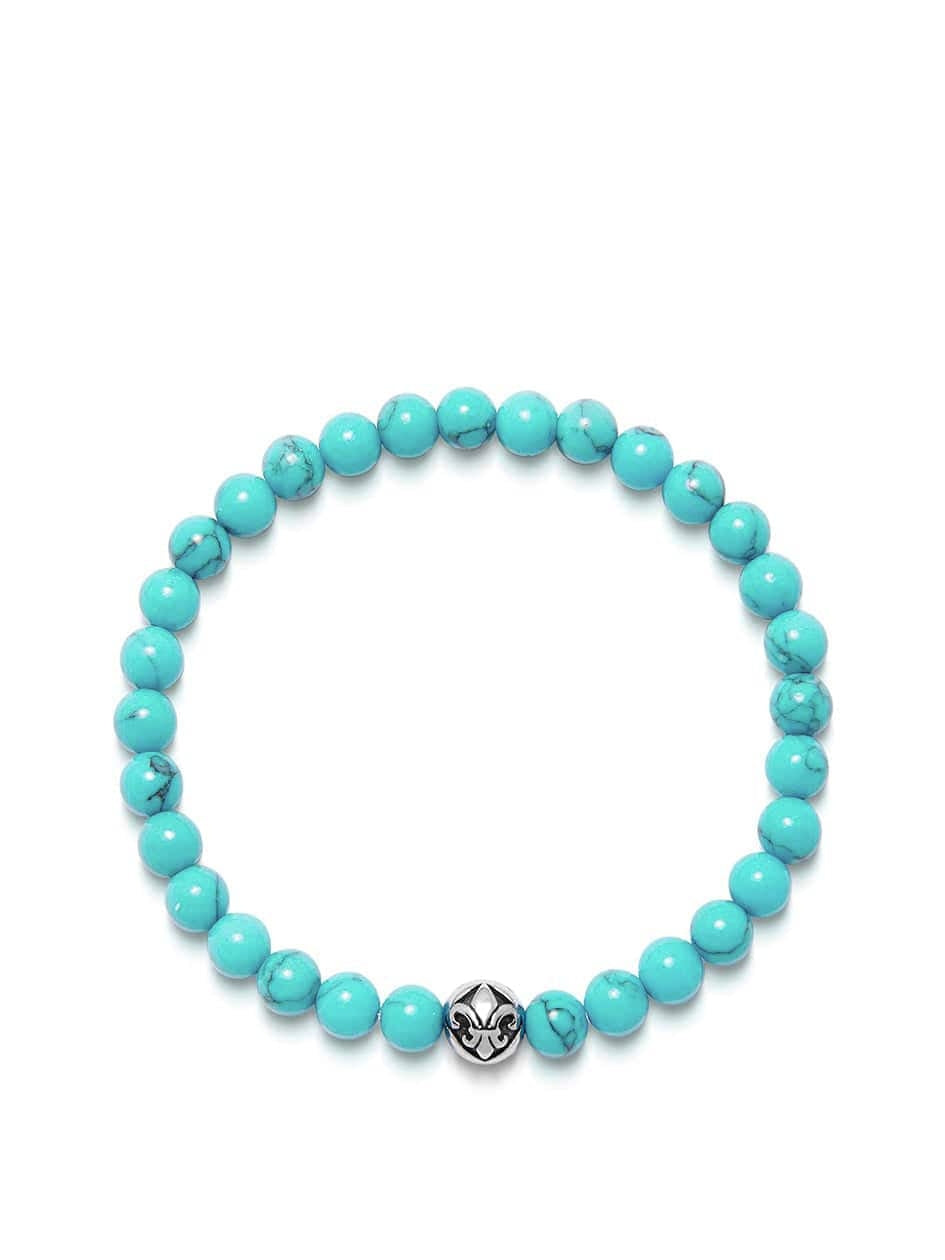 Men'S Wristband With Turquoise And Silver