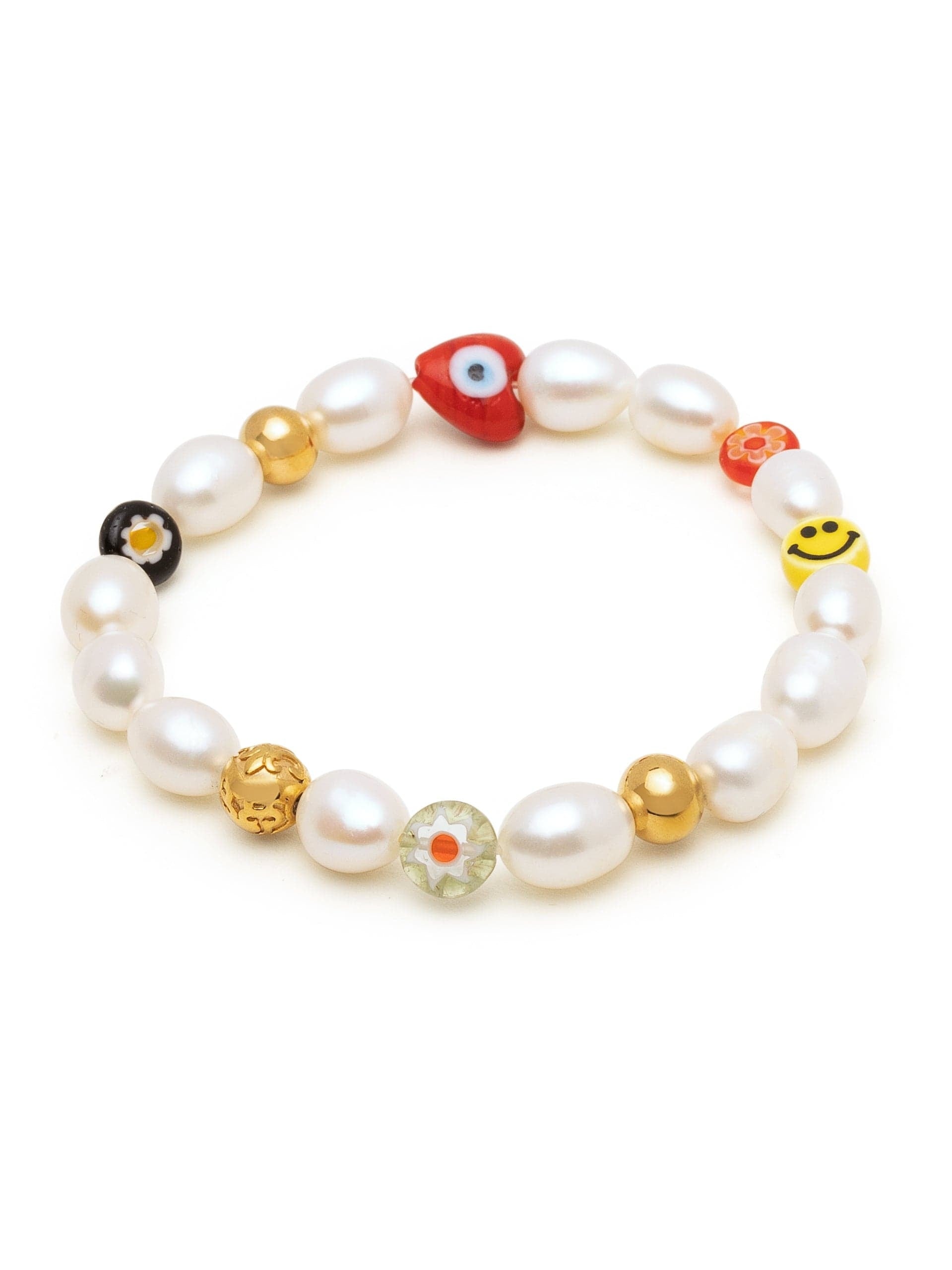 Men'S Smiley Face Pearl Bracelet