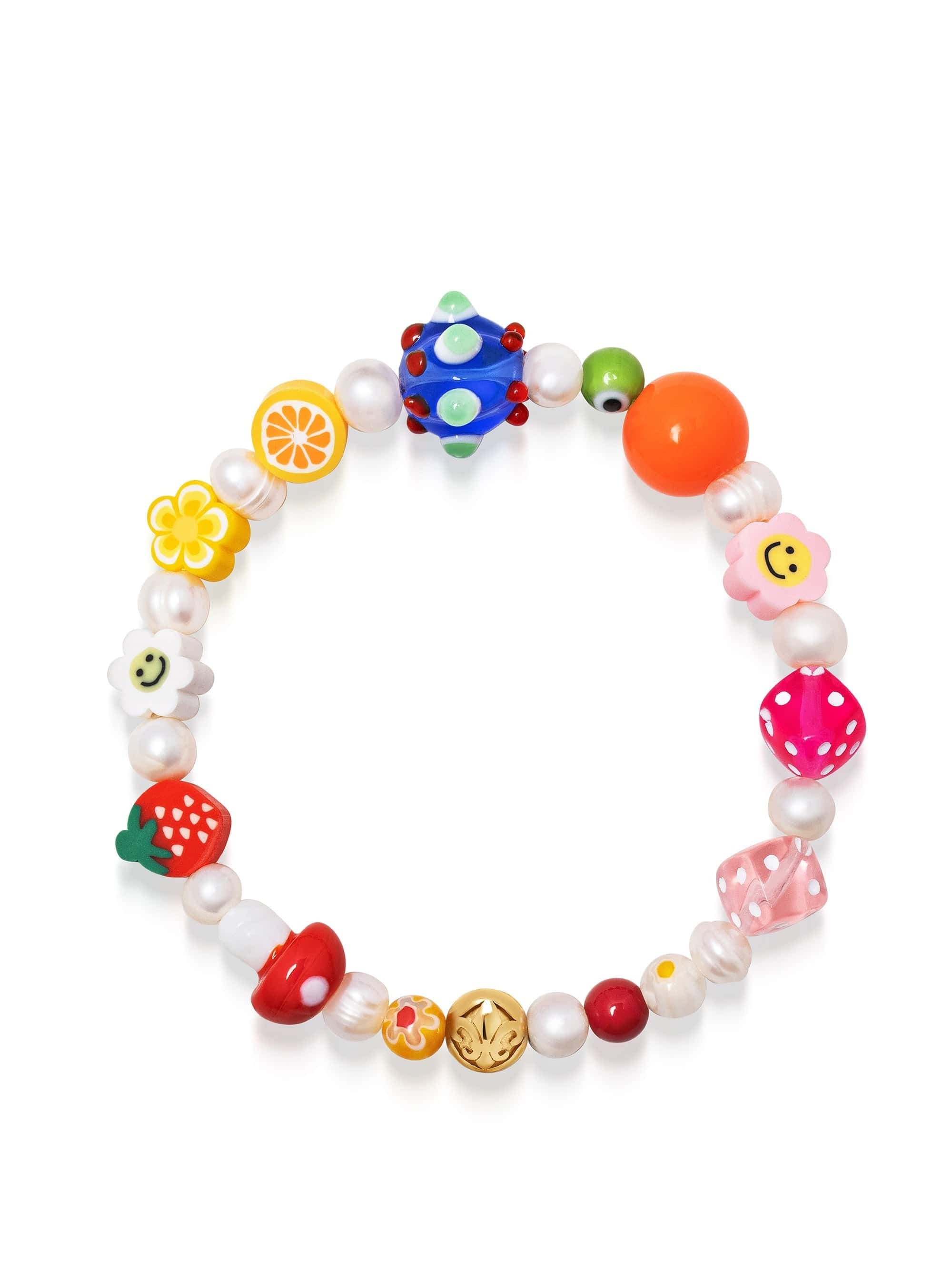 Men'S Berry Pearl Bracelet With Assorted Beads