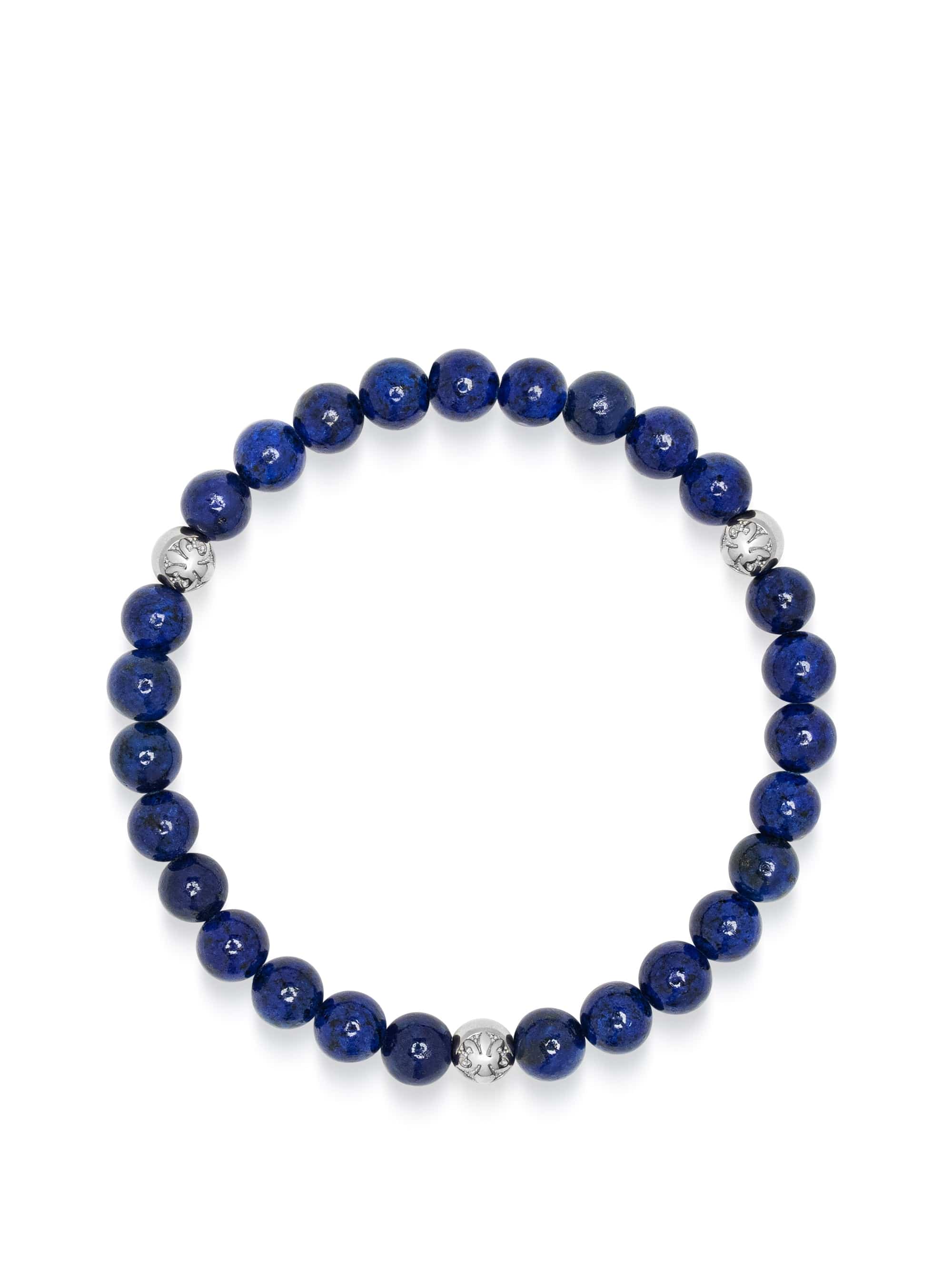 6Mm Lapis Lazuli Bracelet With Silver Balls