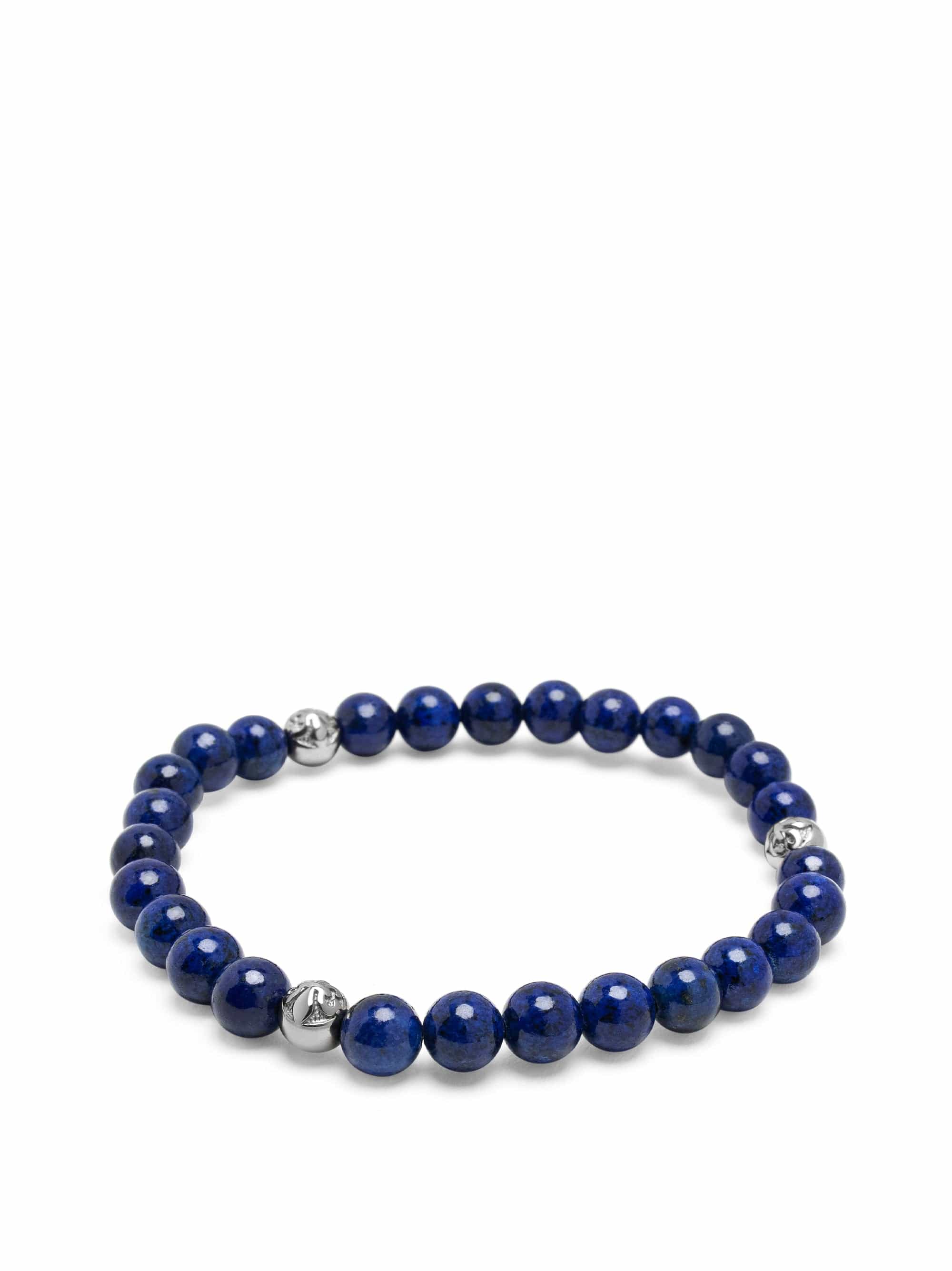 6Mm Lapis Lazuli Bracelet With Silver Balls