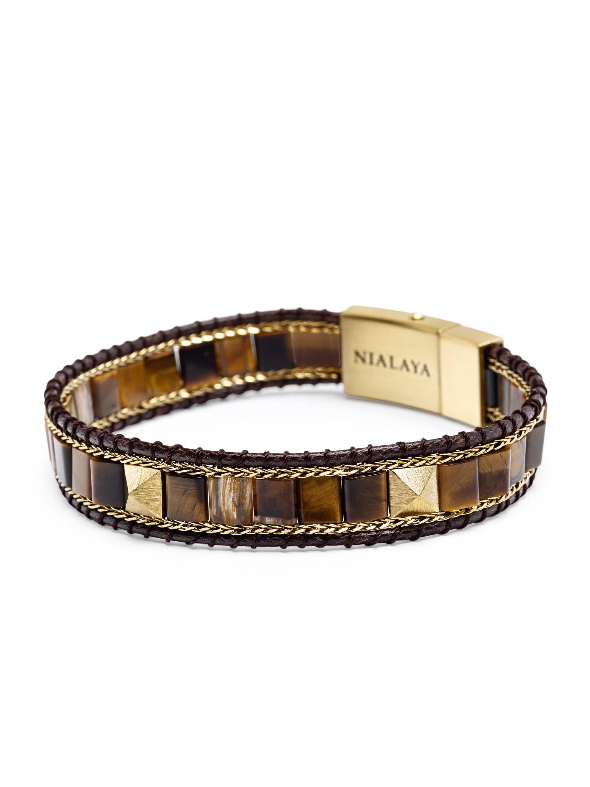 Brown Tiger Eye Stud Bracelet