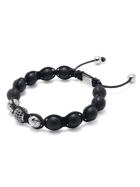 Men'S Beaded Bracelet With Matte Onyx And Silver
