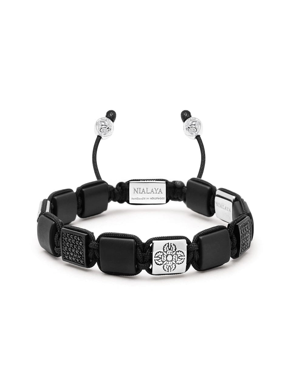 The Cz Flatbead Collection with Black Onyx and Silver