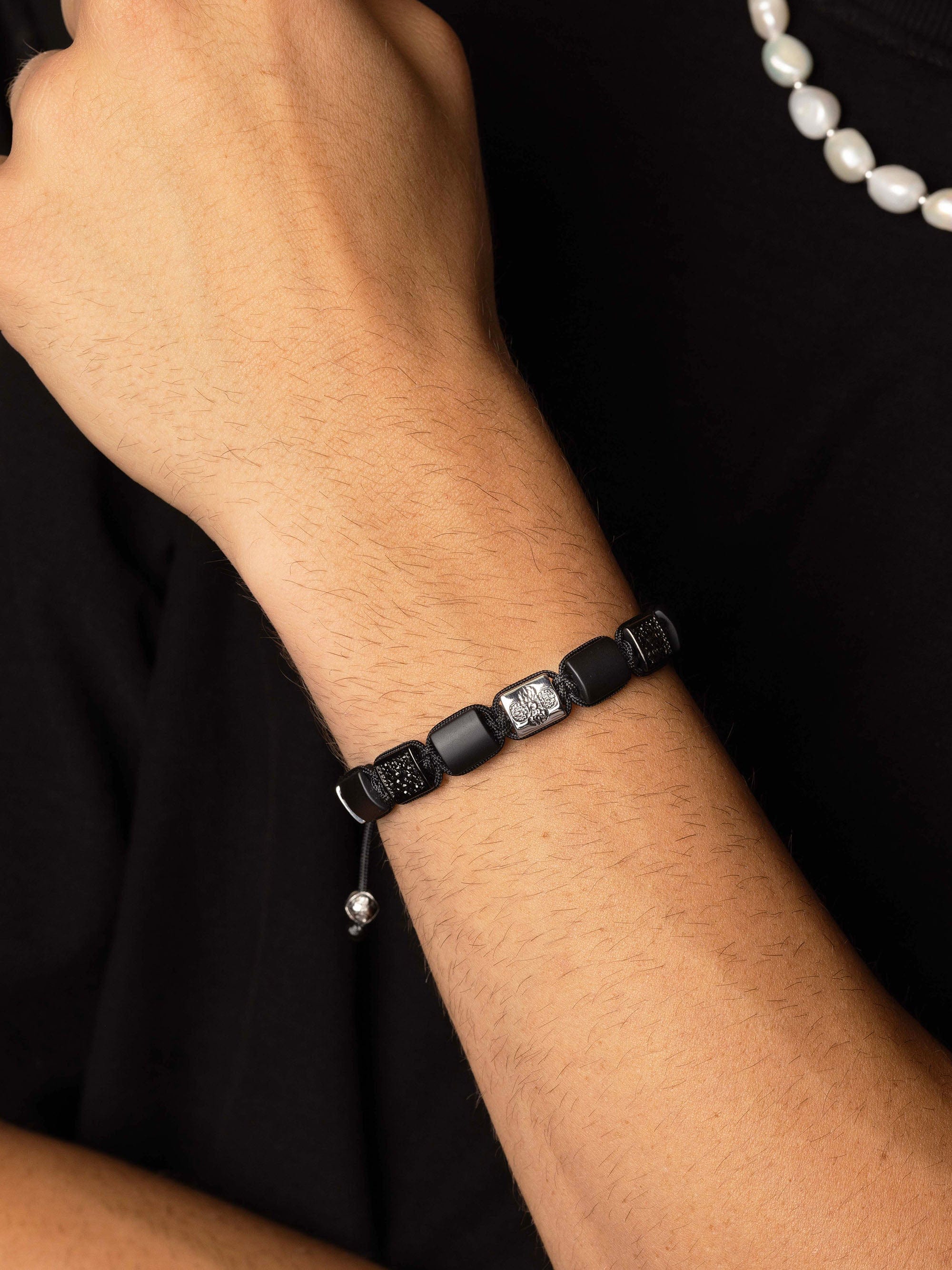 The Cz Flatbead Collection with Black Onyx and Silver