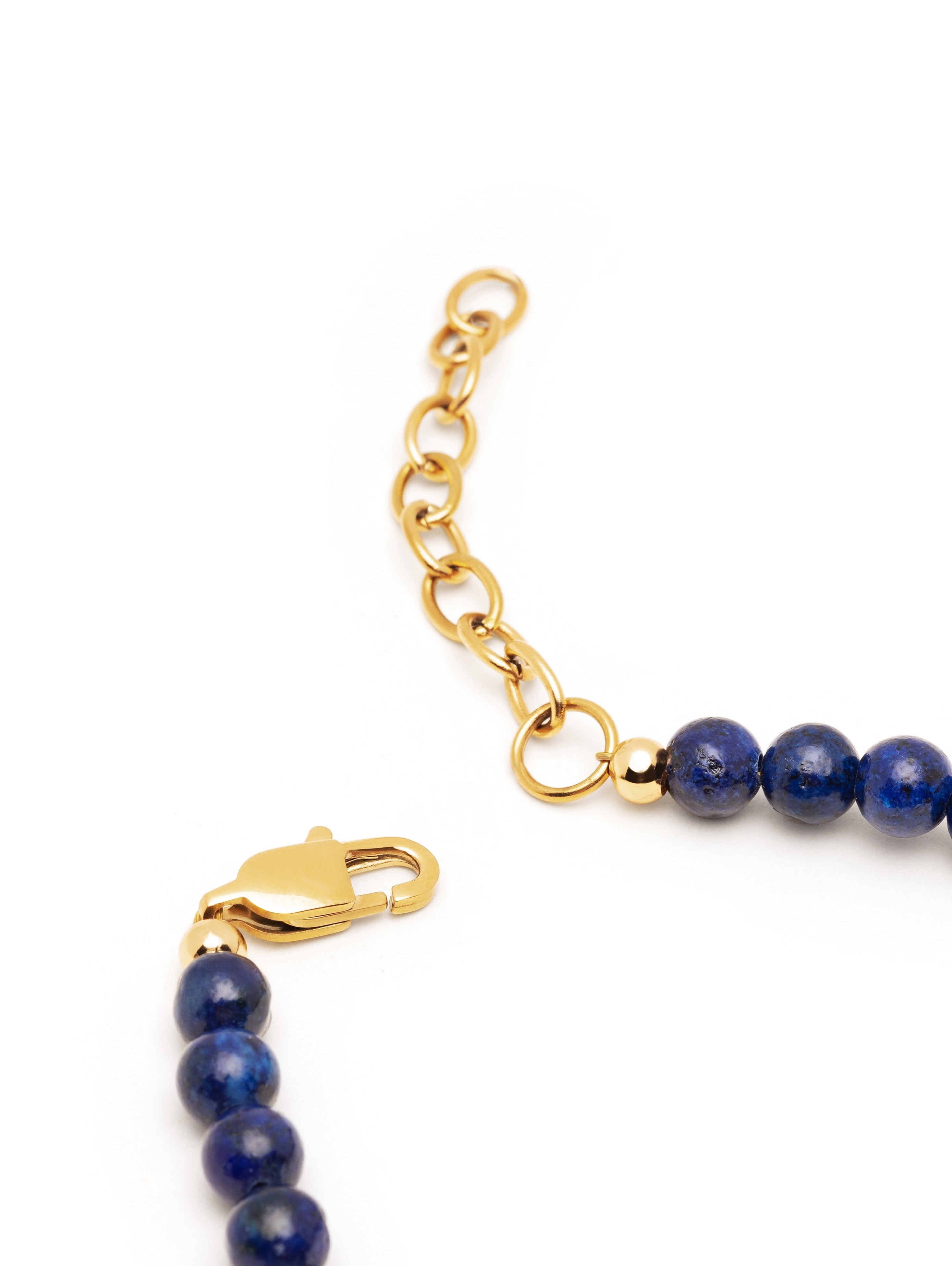 Beaded Necklace With Blue Lapis, Turquoise And Gold