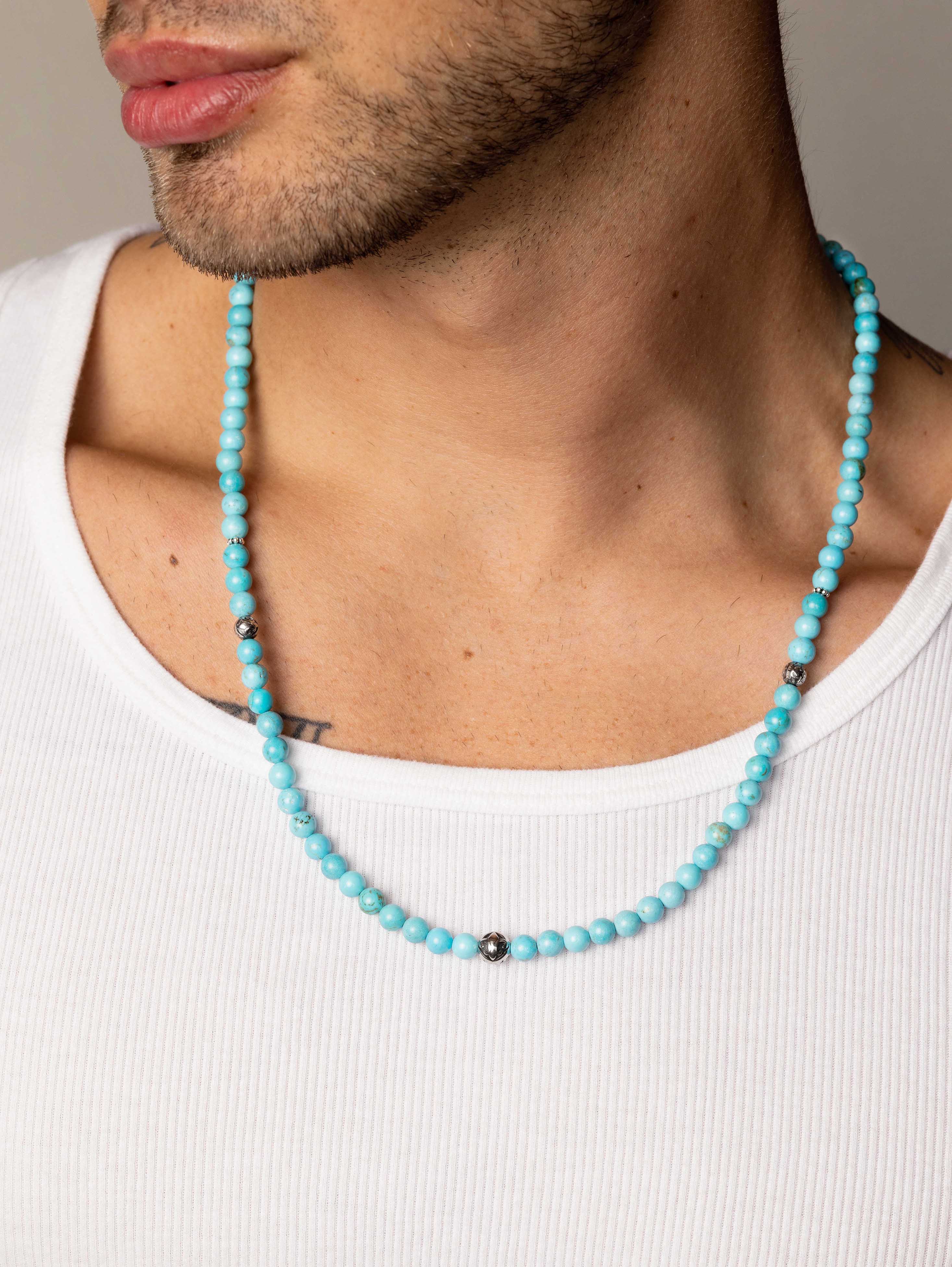 Beaded Necklace With Turquoise And Silver