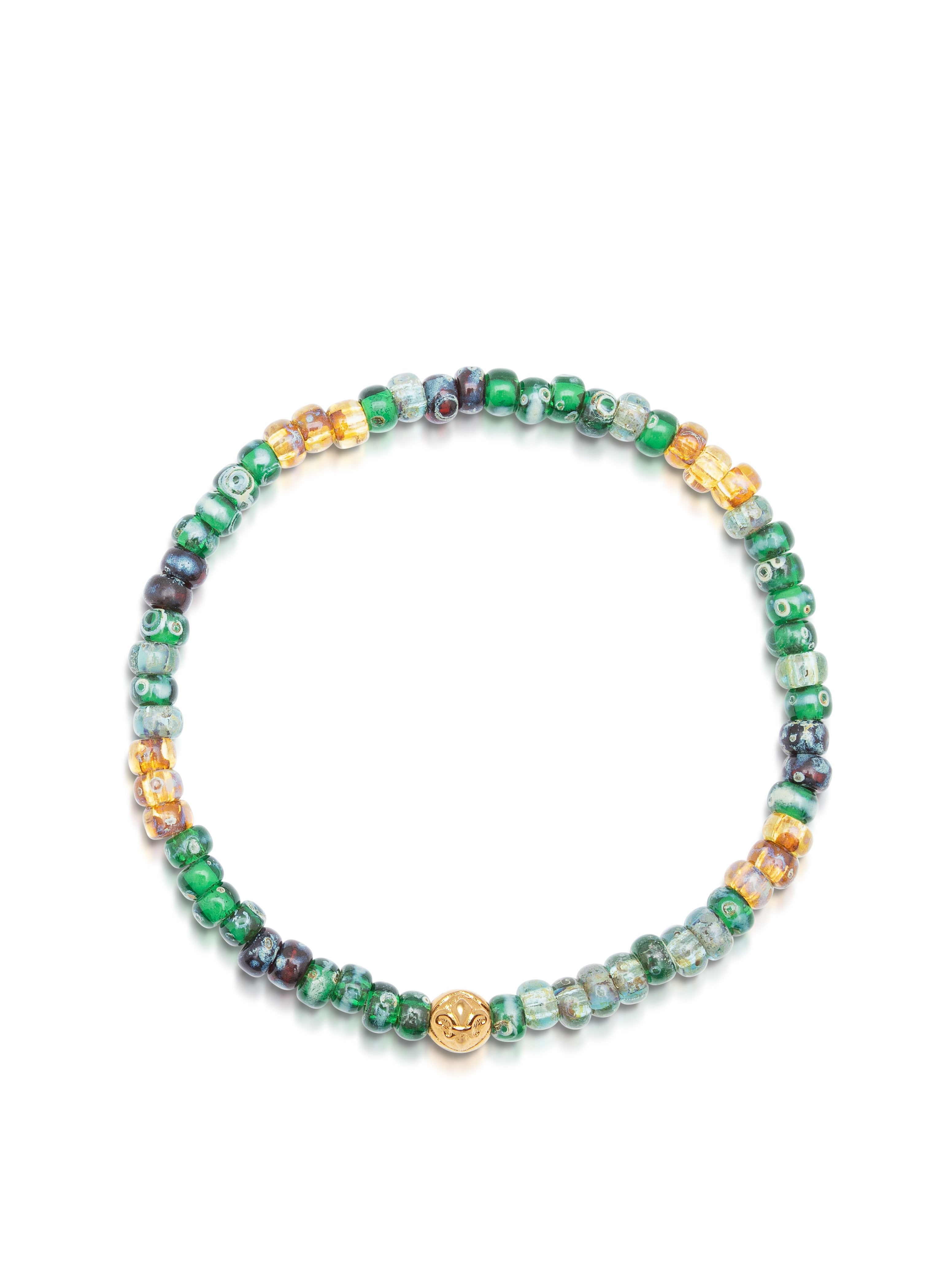 Men'S Wristband With Green Miyuki Beads