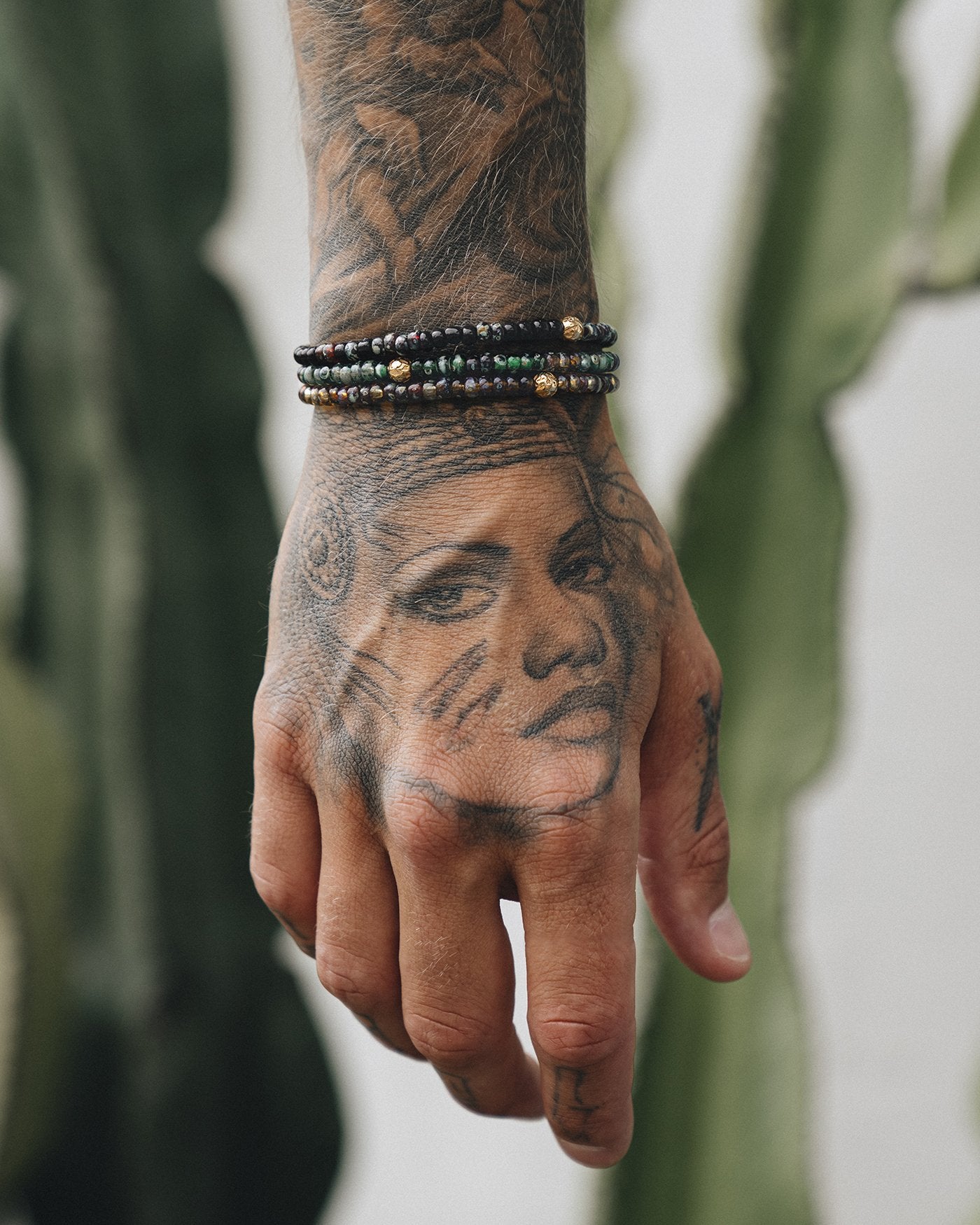 Men'S Wristband With Dark Miyuki Beads