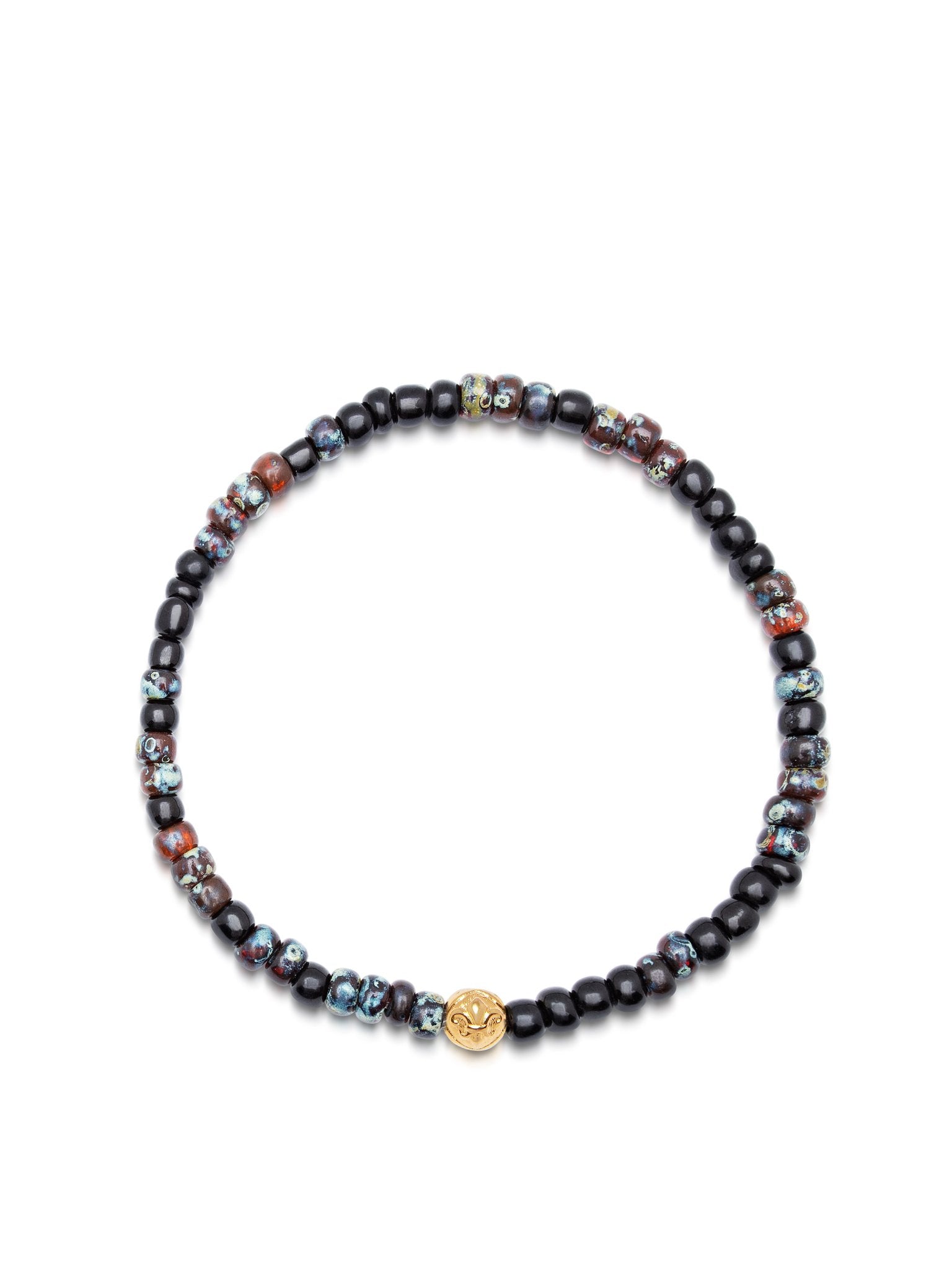 Men'S Wristband With Dark Miyuki Beads