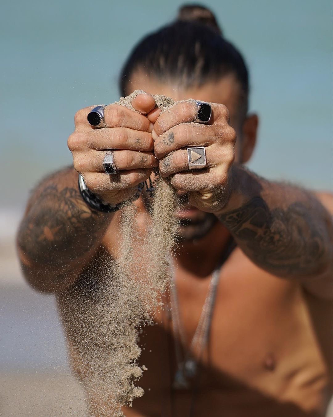 Men's Silver Cocktail Ring With Onyx