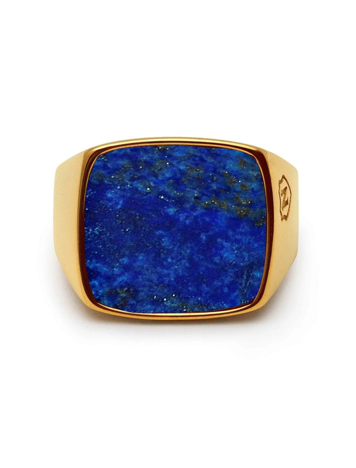 Men's Gold Signet Ring with Blue Lapis