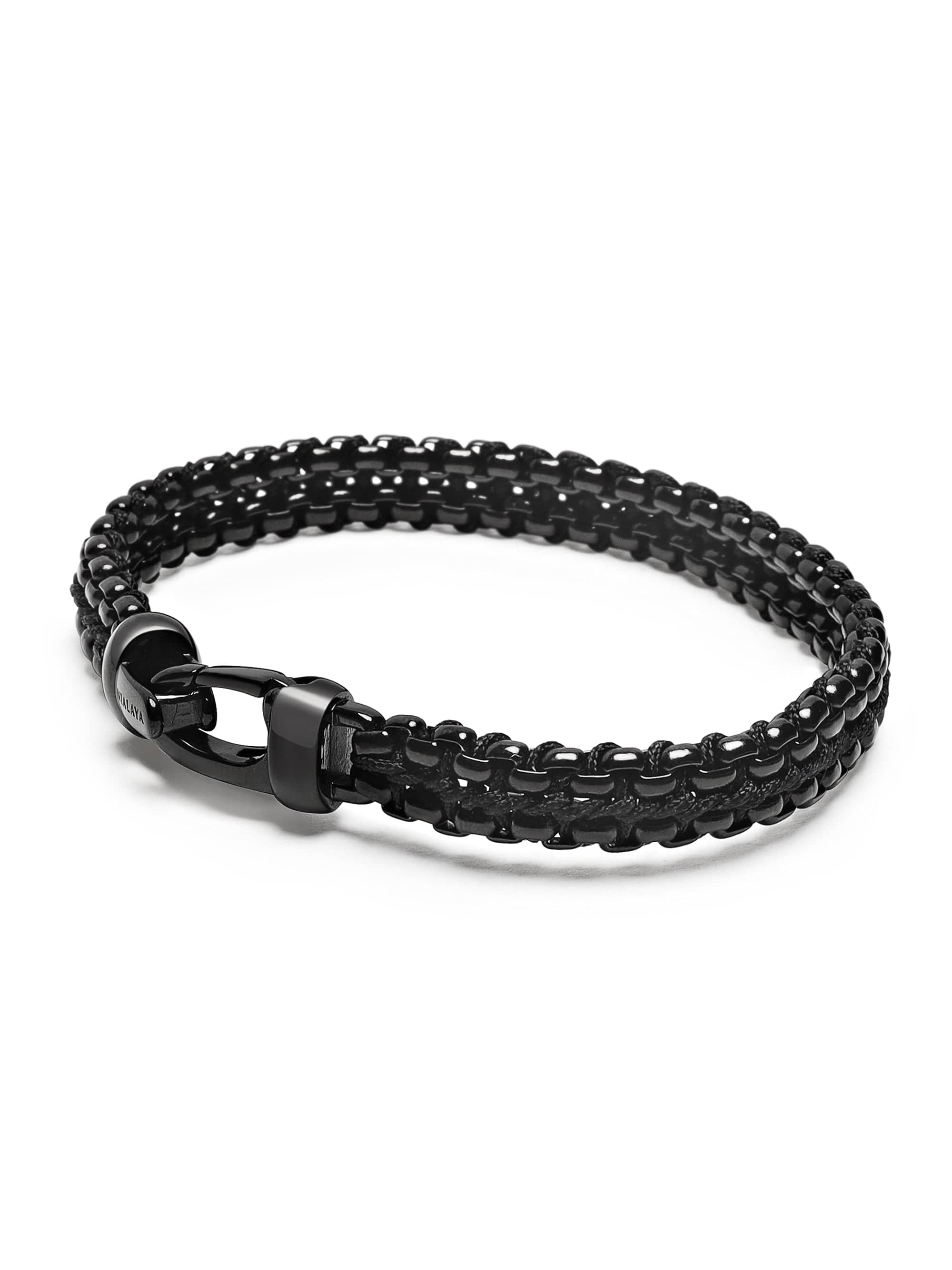 Men'S Total Black Woven 8Mm Box Chain Bracelet
