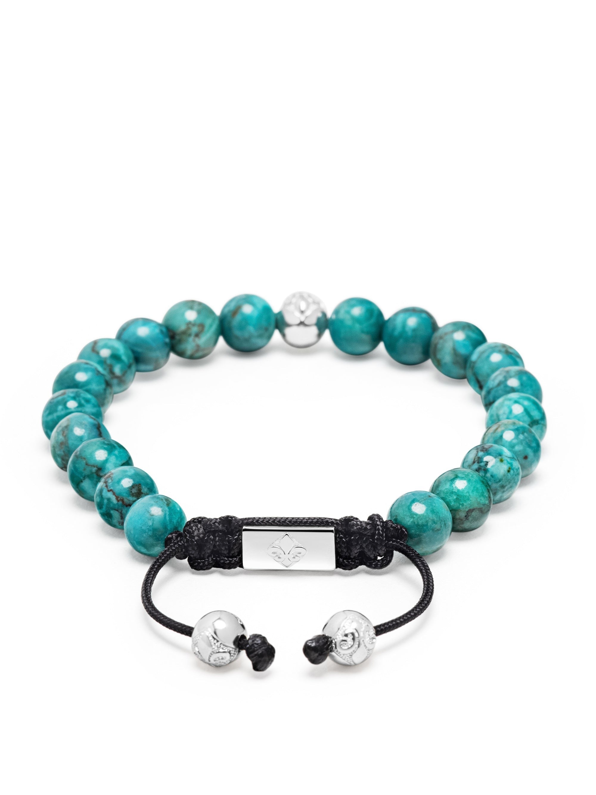 Men'S Beaded Bracelet With Turquoise And Sterling Silver Beads
