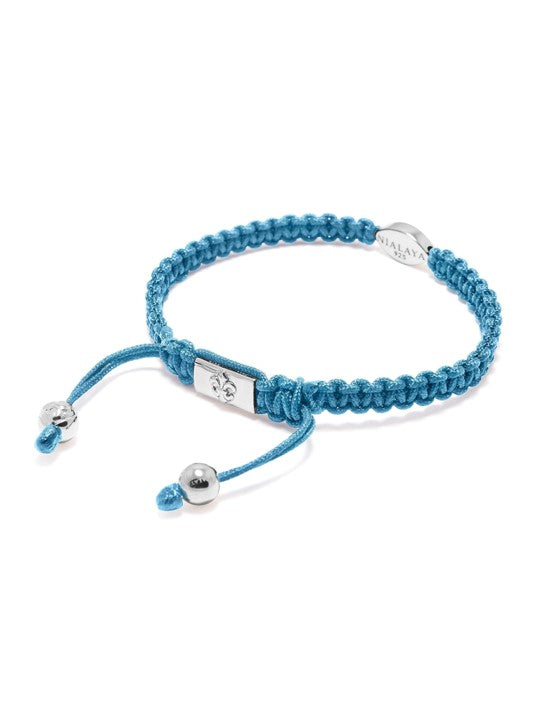 Men's Light Blue String Bracelet with Silver Evil Eye Blue